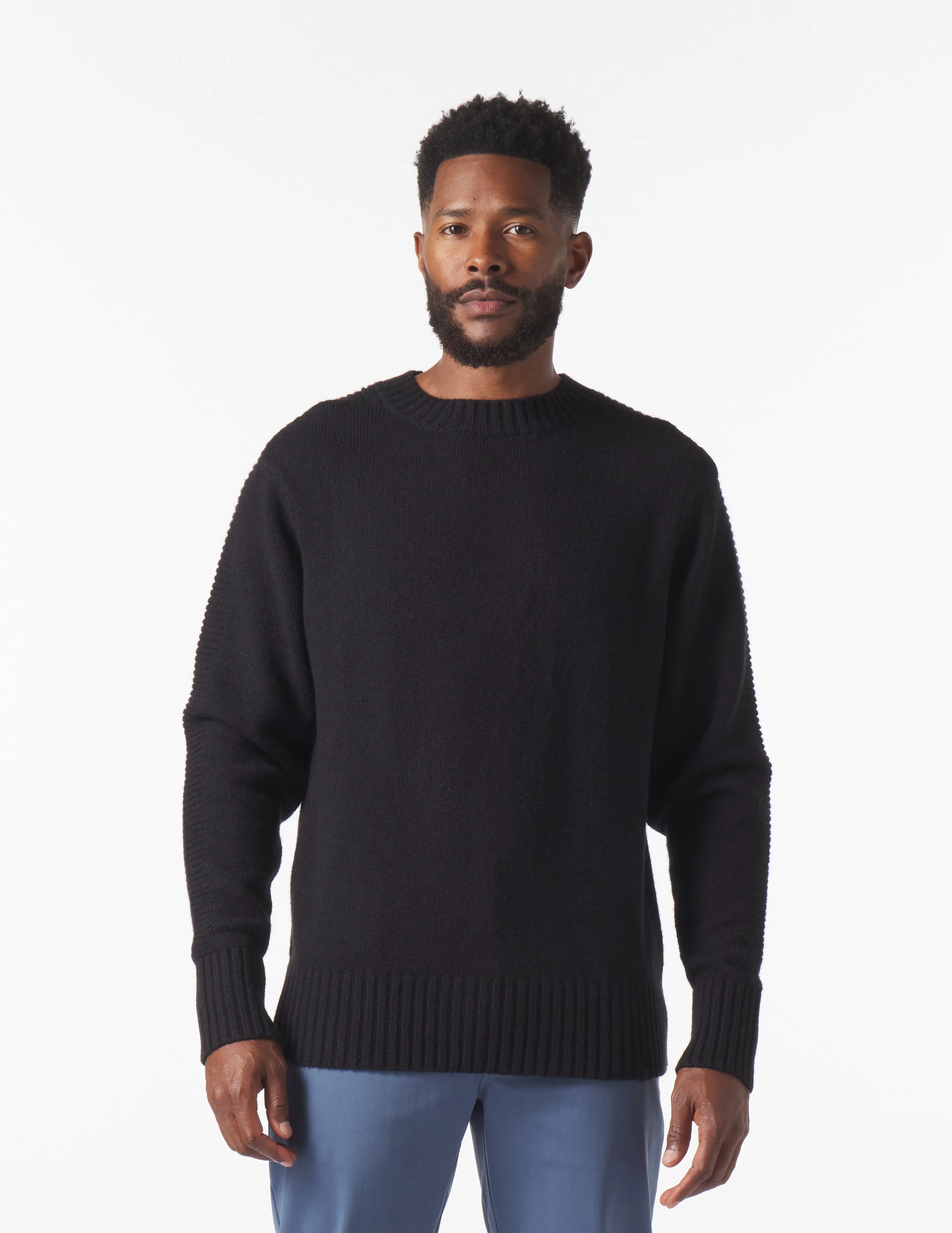 Knit Up Crew Neck Sweater: Black