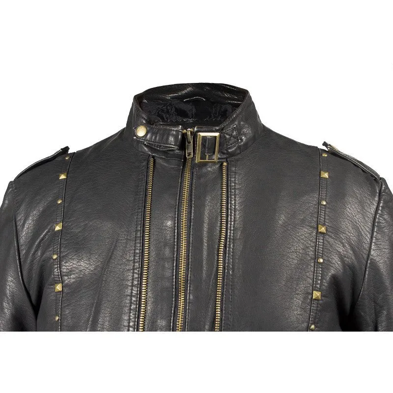 Ladies Black Buttery Soft Leather Jacket with Studs on Front & Back