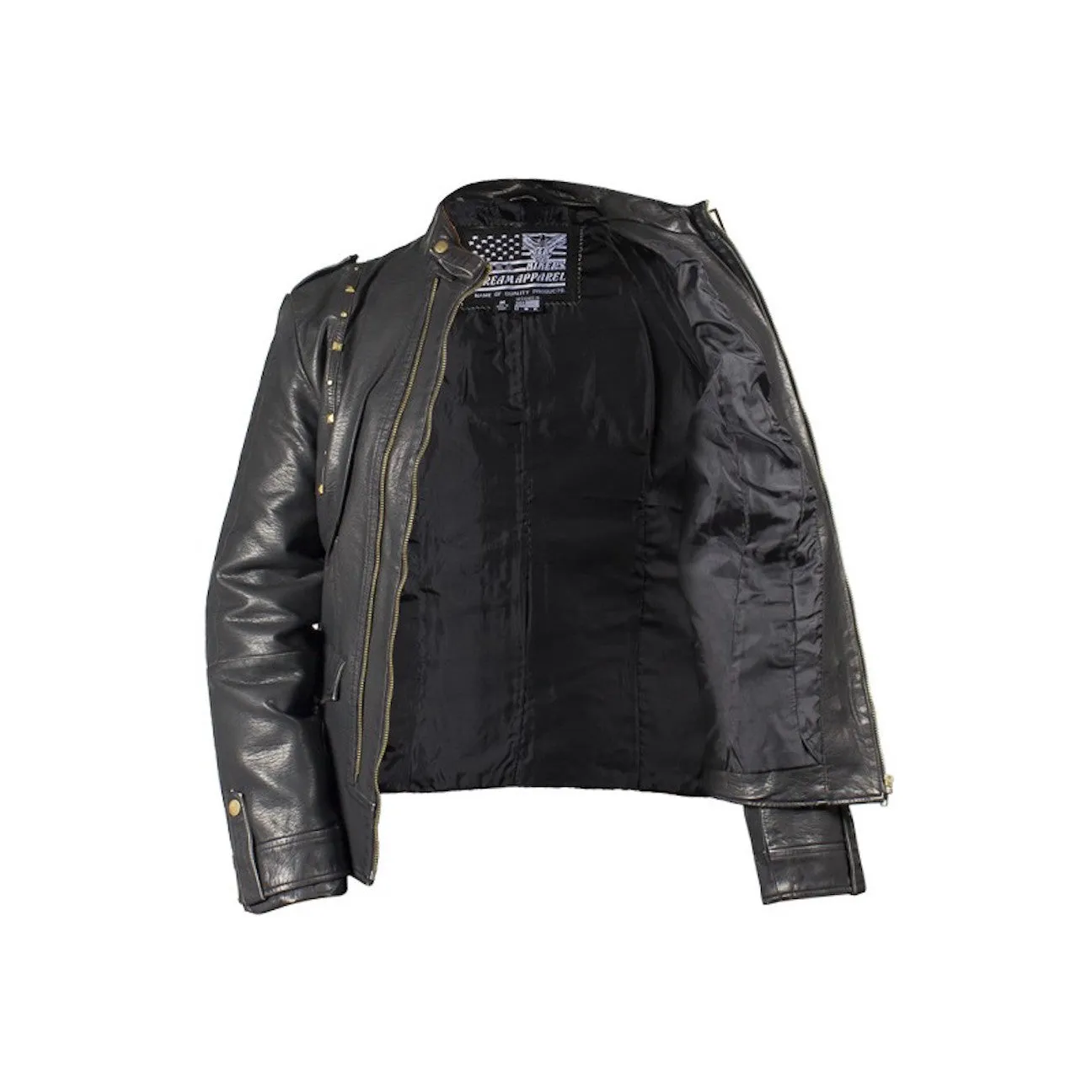 Ladies Black Buttery Soft Leather Jacket with Studs on Front & Back