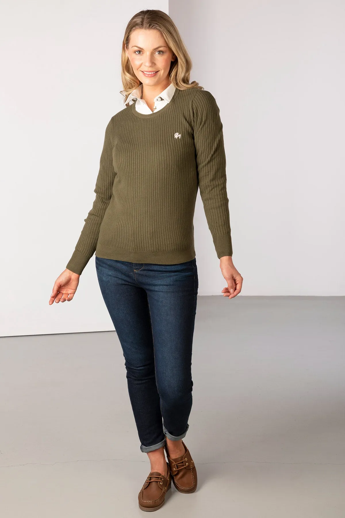 Ladies Crew Neck Ribbed Jumper - Gemma