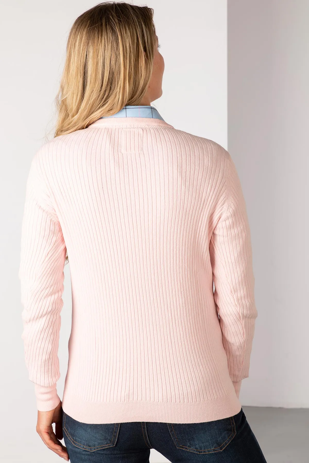 Ladies Crew Neck Ribbed Jumper - Gemma