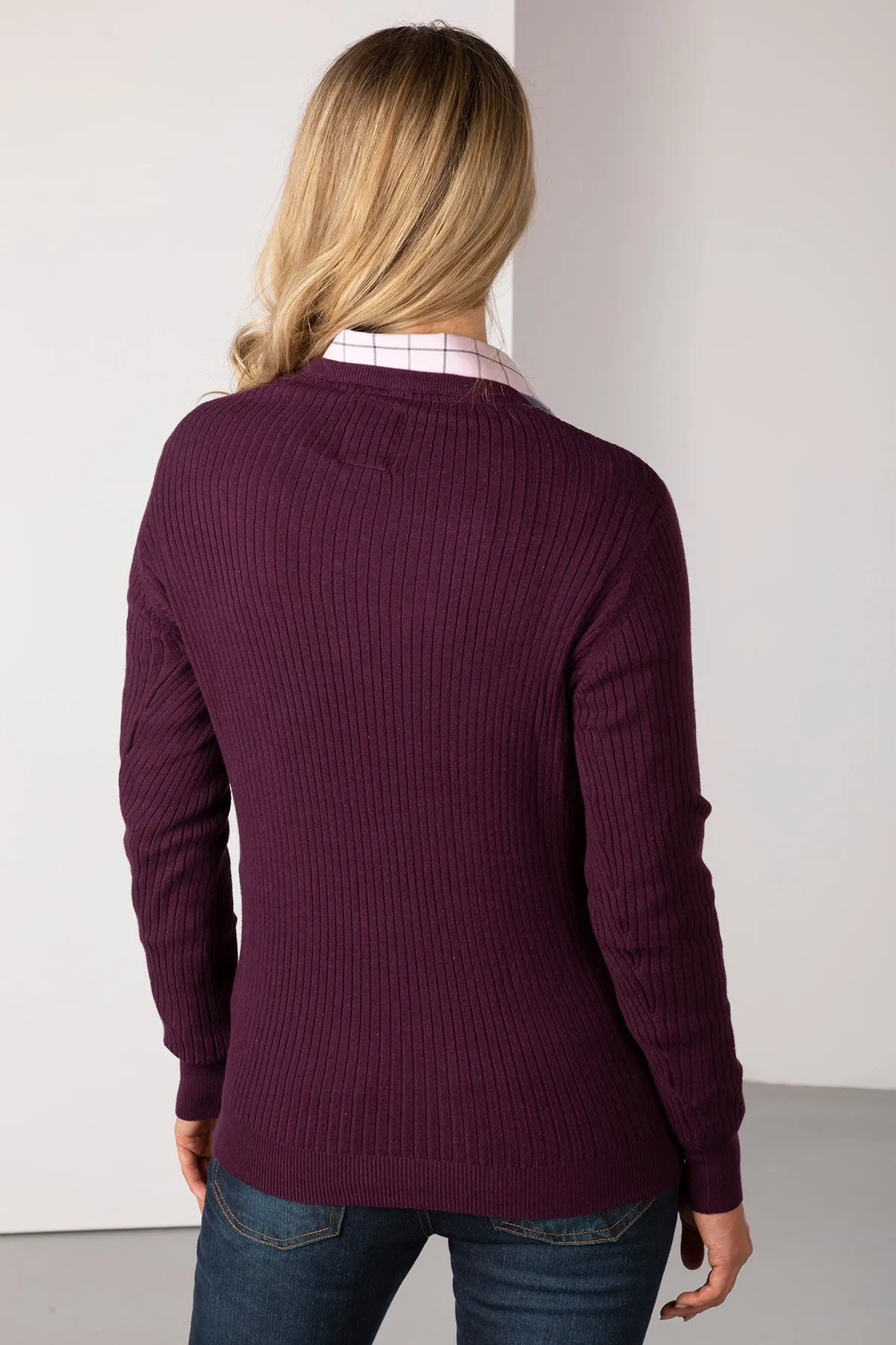 Ladies Crew Neck Ribbed Jumper - Gemma