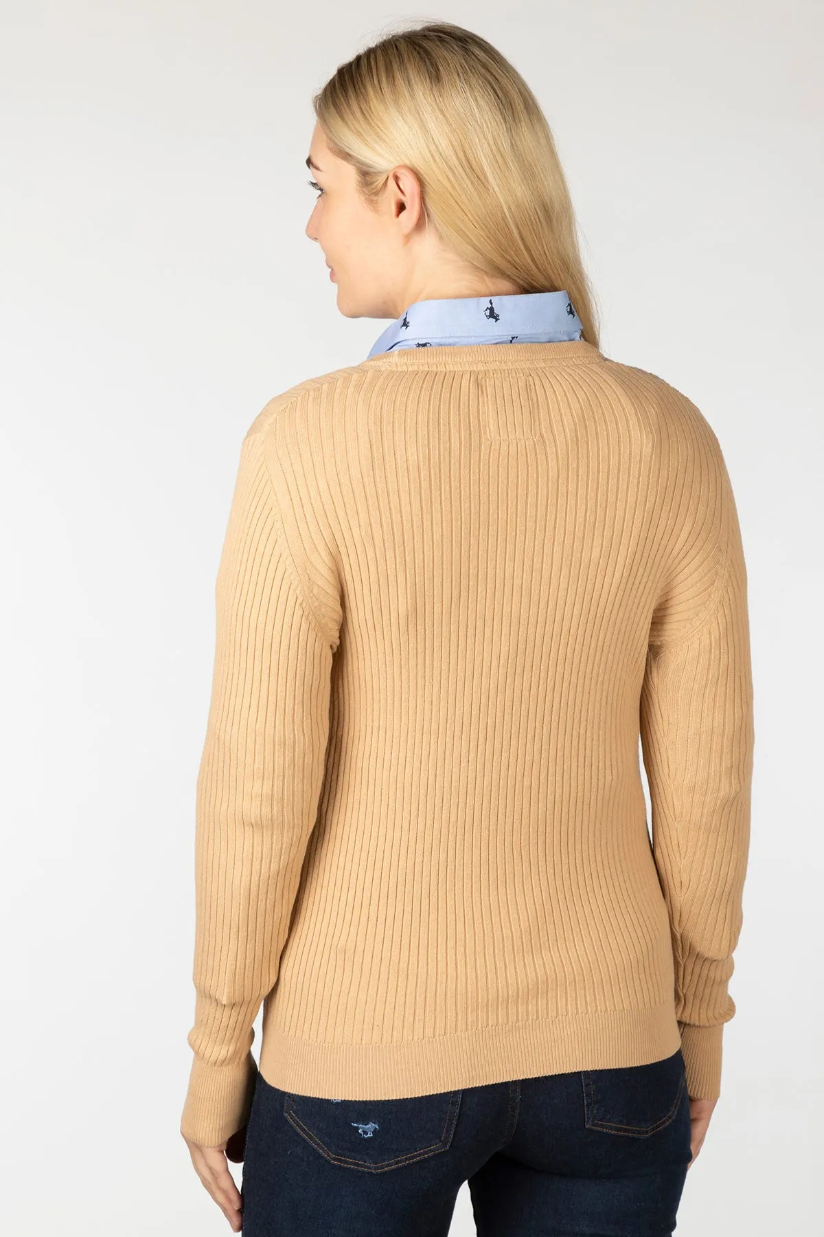 Ladies Crew Neck Ribbed Jumper - Gemma