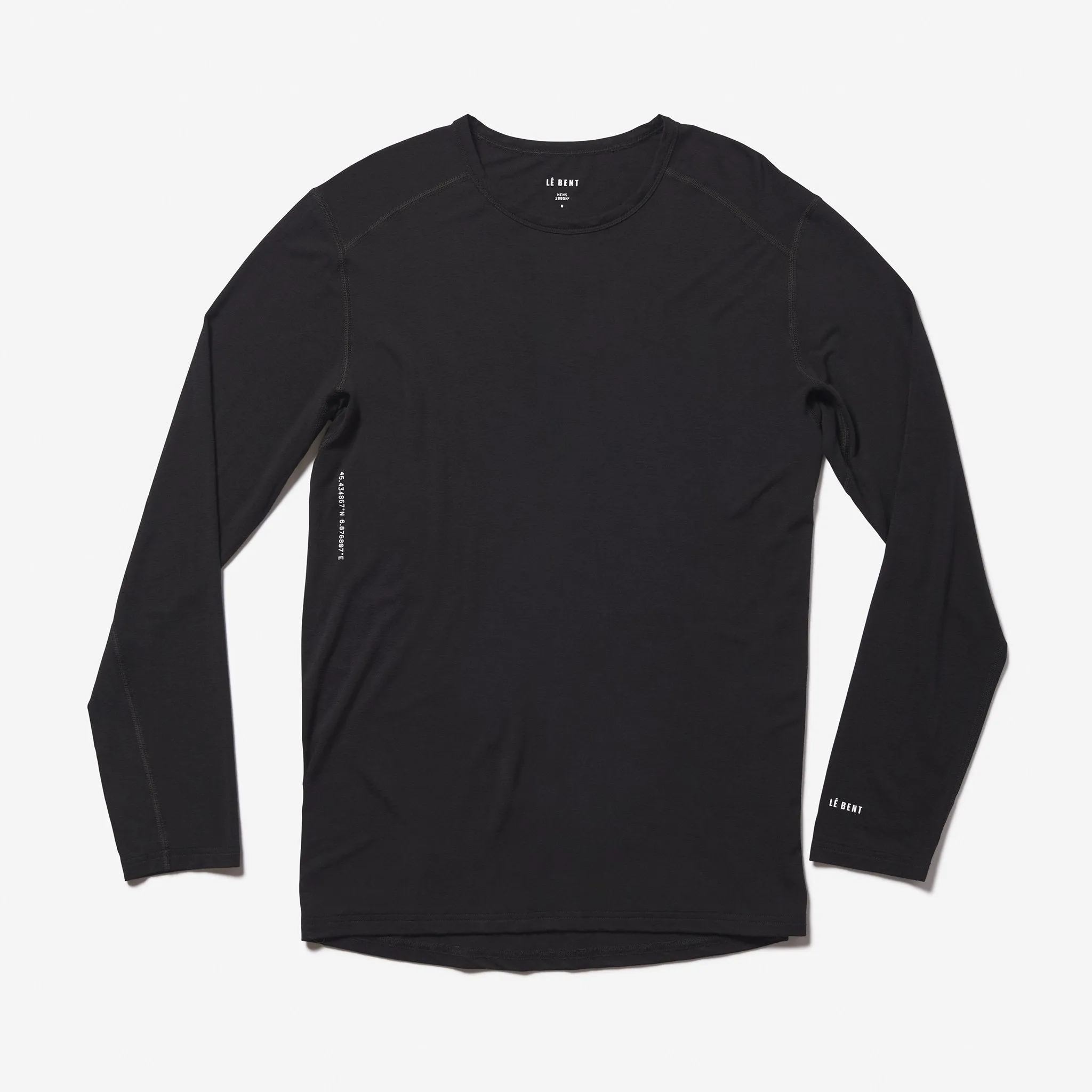 Le Bent Mens Core 200 Base Layer Crew Black