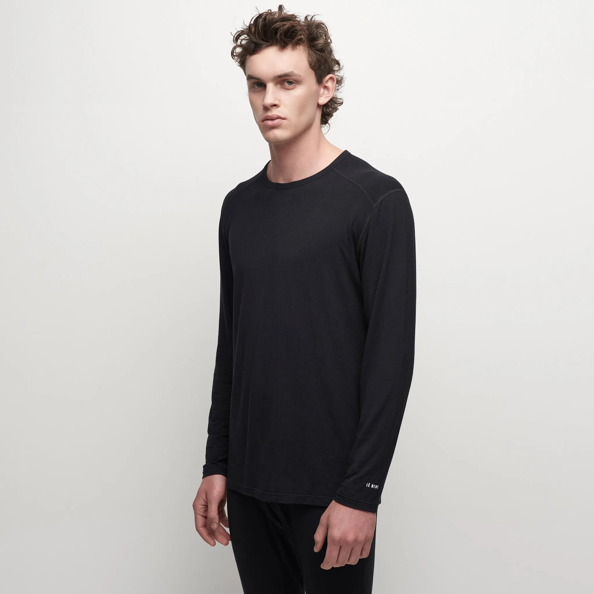 Le Bent Mens Core 200 Base Layer Crew Black