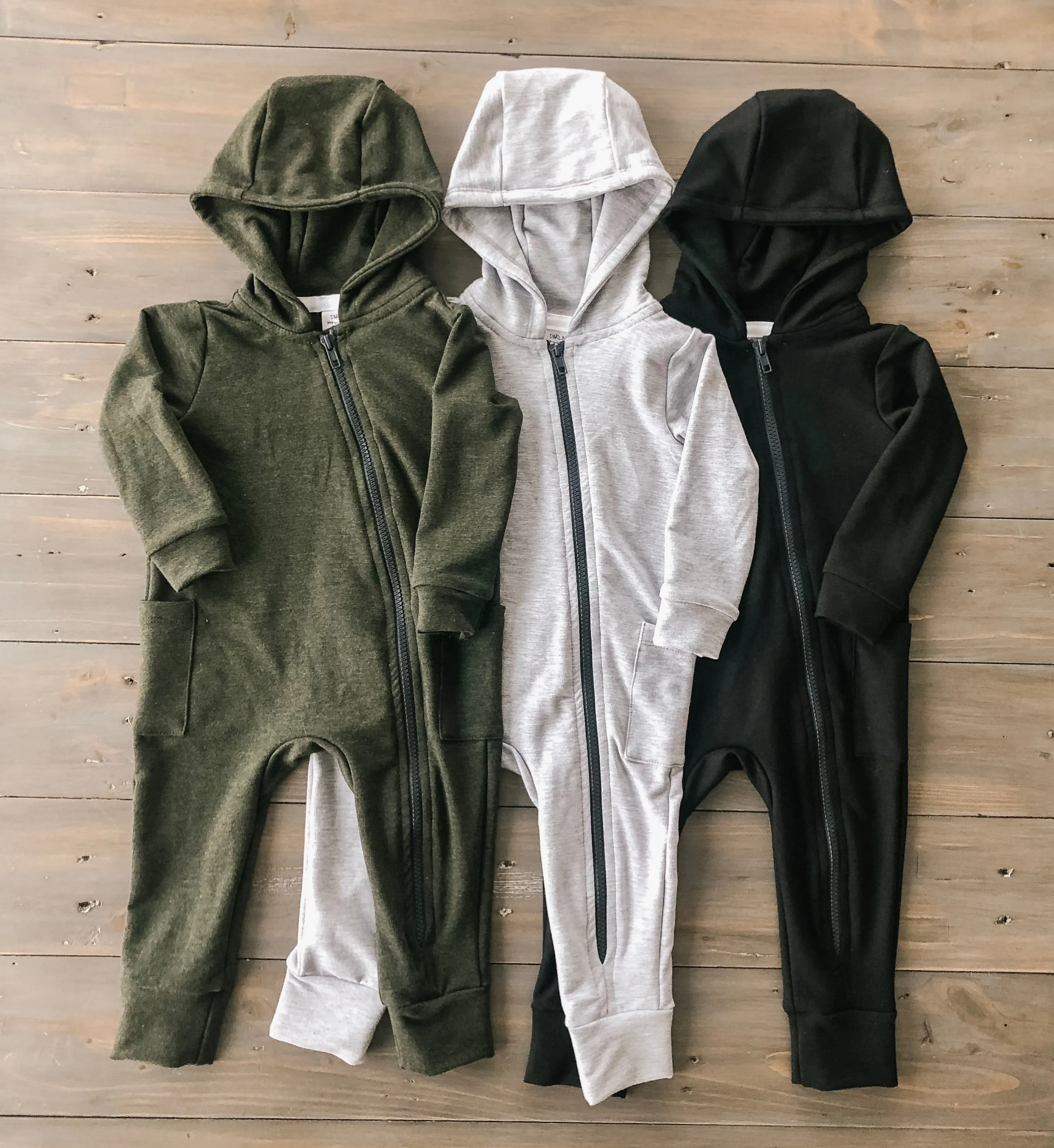 Light Grey Hooded Bamboo Zip Romper