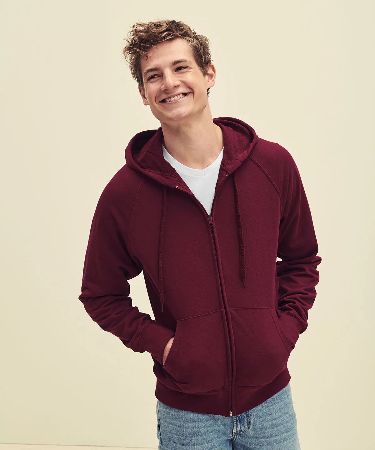 Lightweight hooded sweatshirt jacket | Red