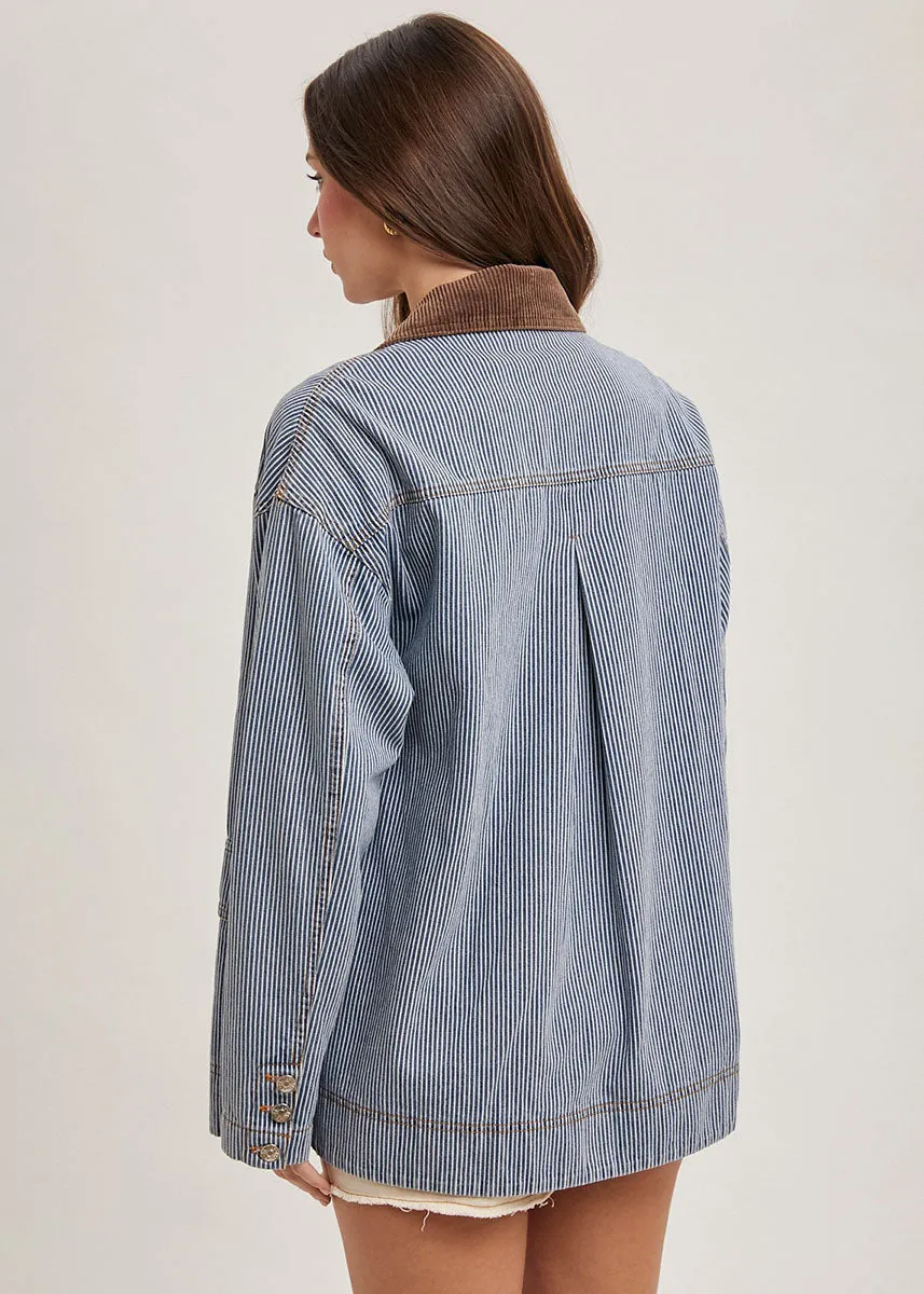 Martha Denim Barn Coat - Stripe