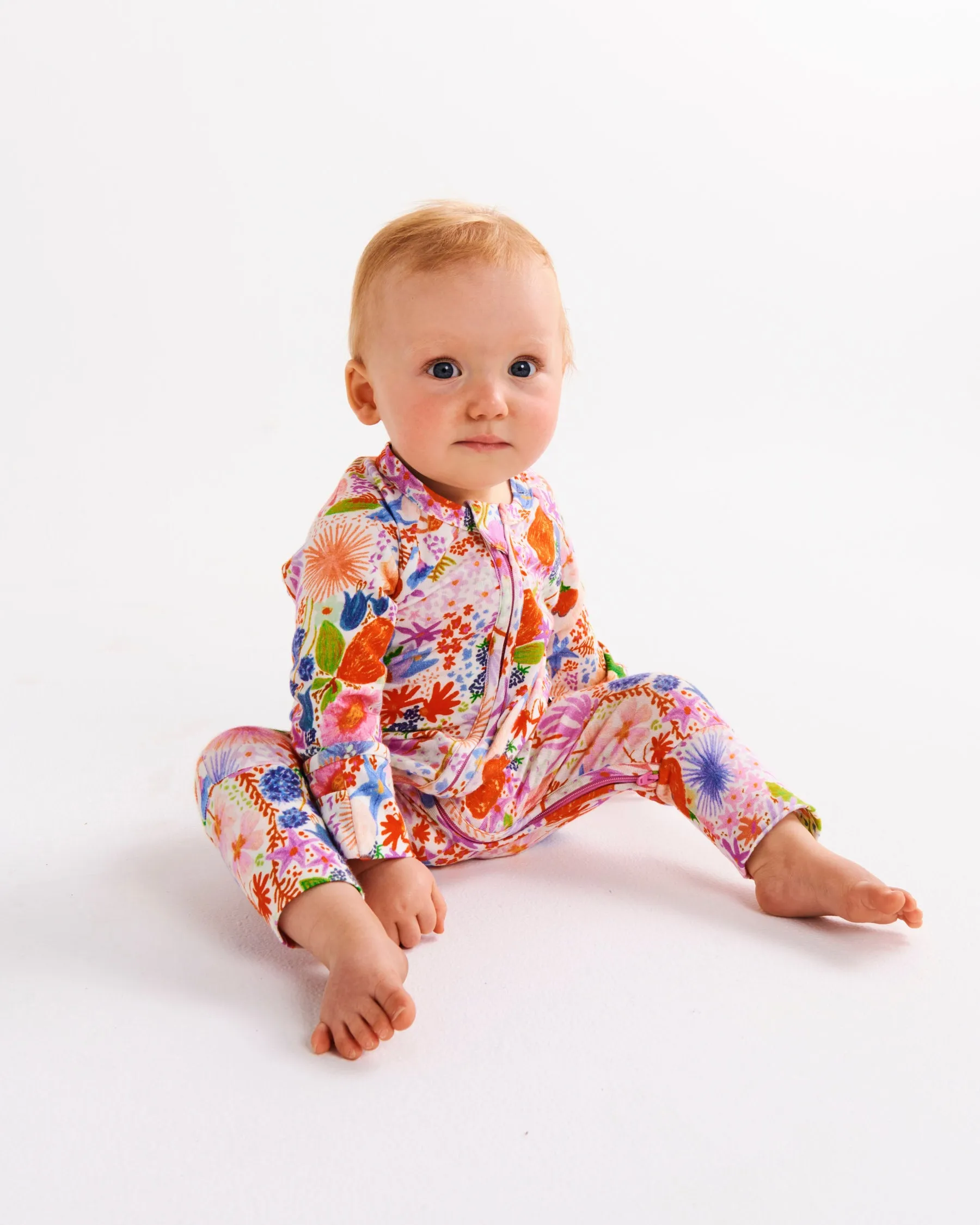 Meandering Meadow Organic Long Sleeve Zip Romper