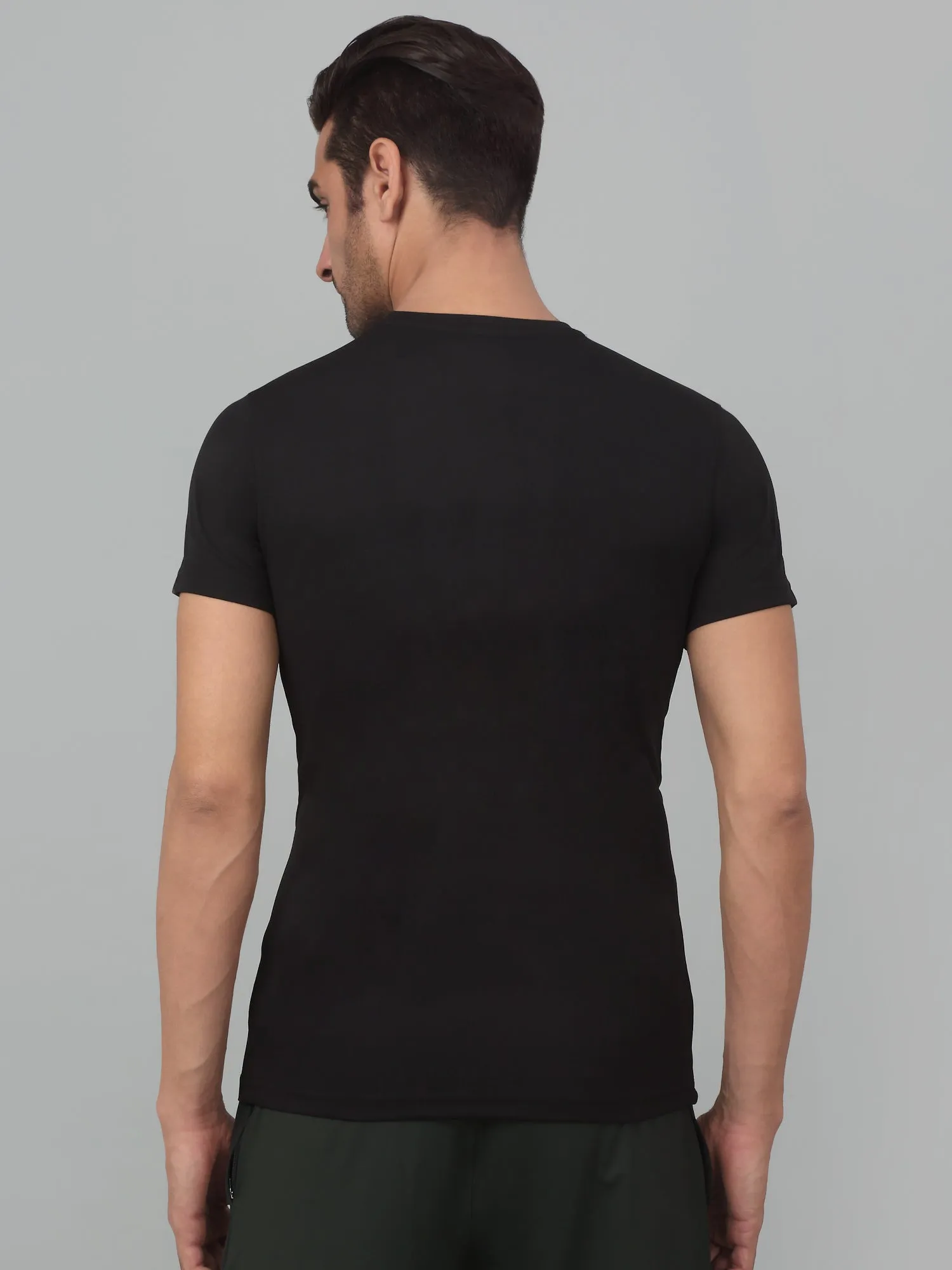 Men's Black  Round neck Half Sleeve T-Shirt with reflective prints