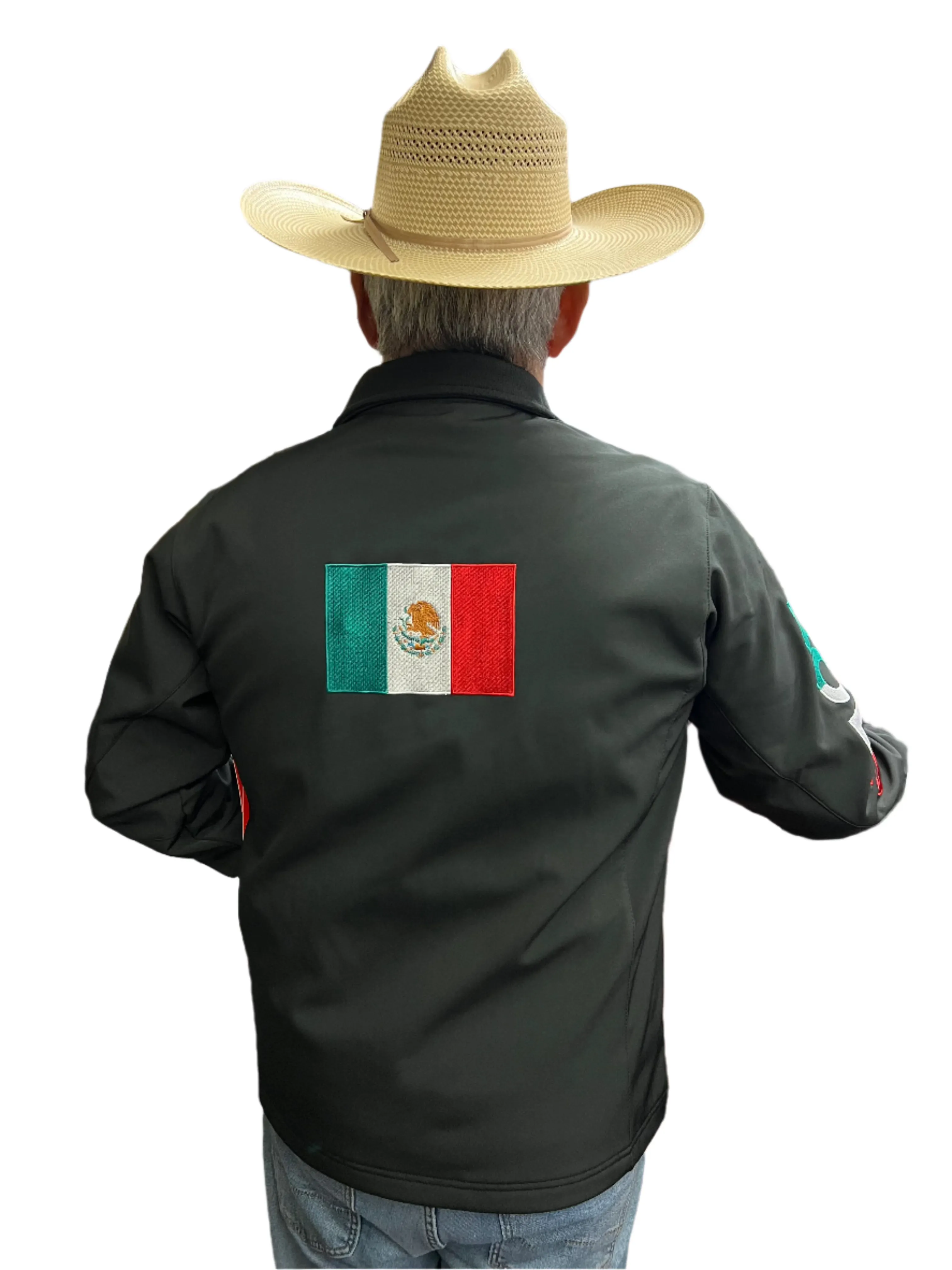 Men's Black Soft Shell Embroidered MEXICO Jacket