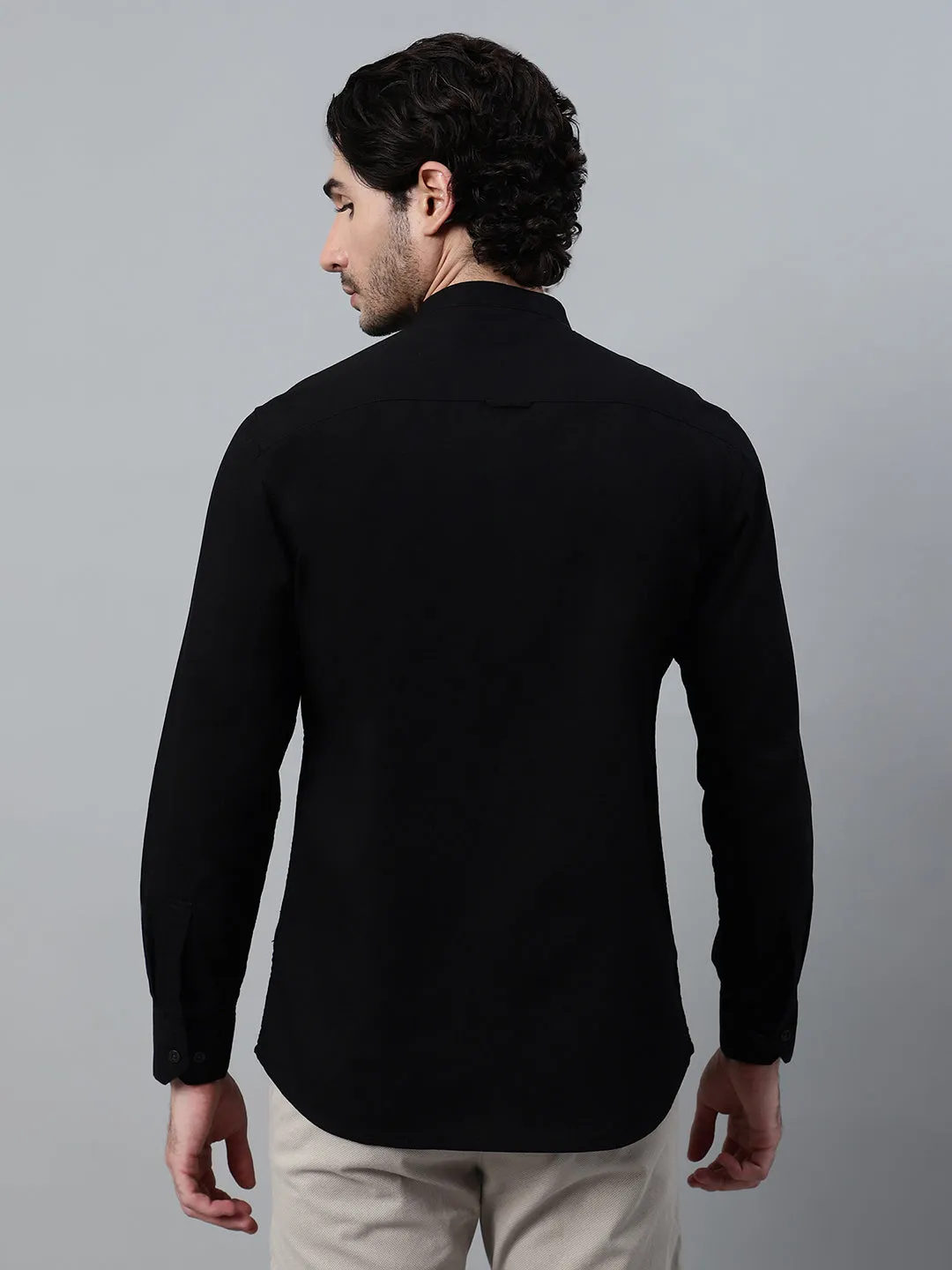 Men's Black Solid Full Sleeve Casual Shirt