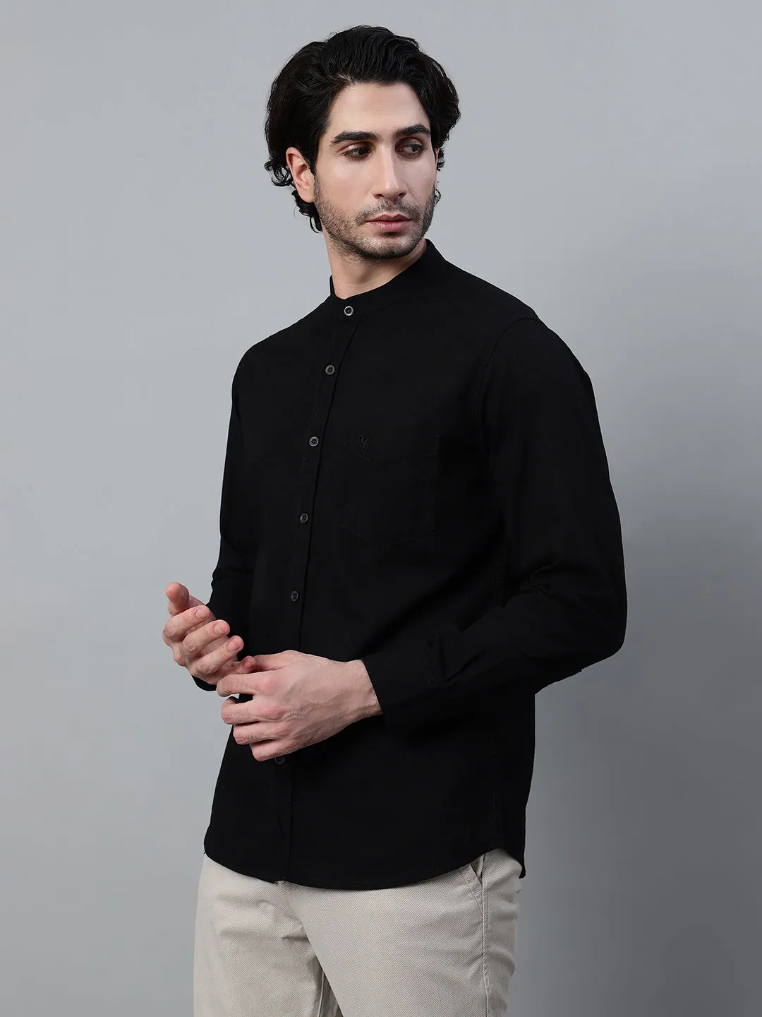 Men's Black Solid Full Sleeve Casual Shirt