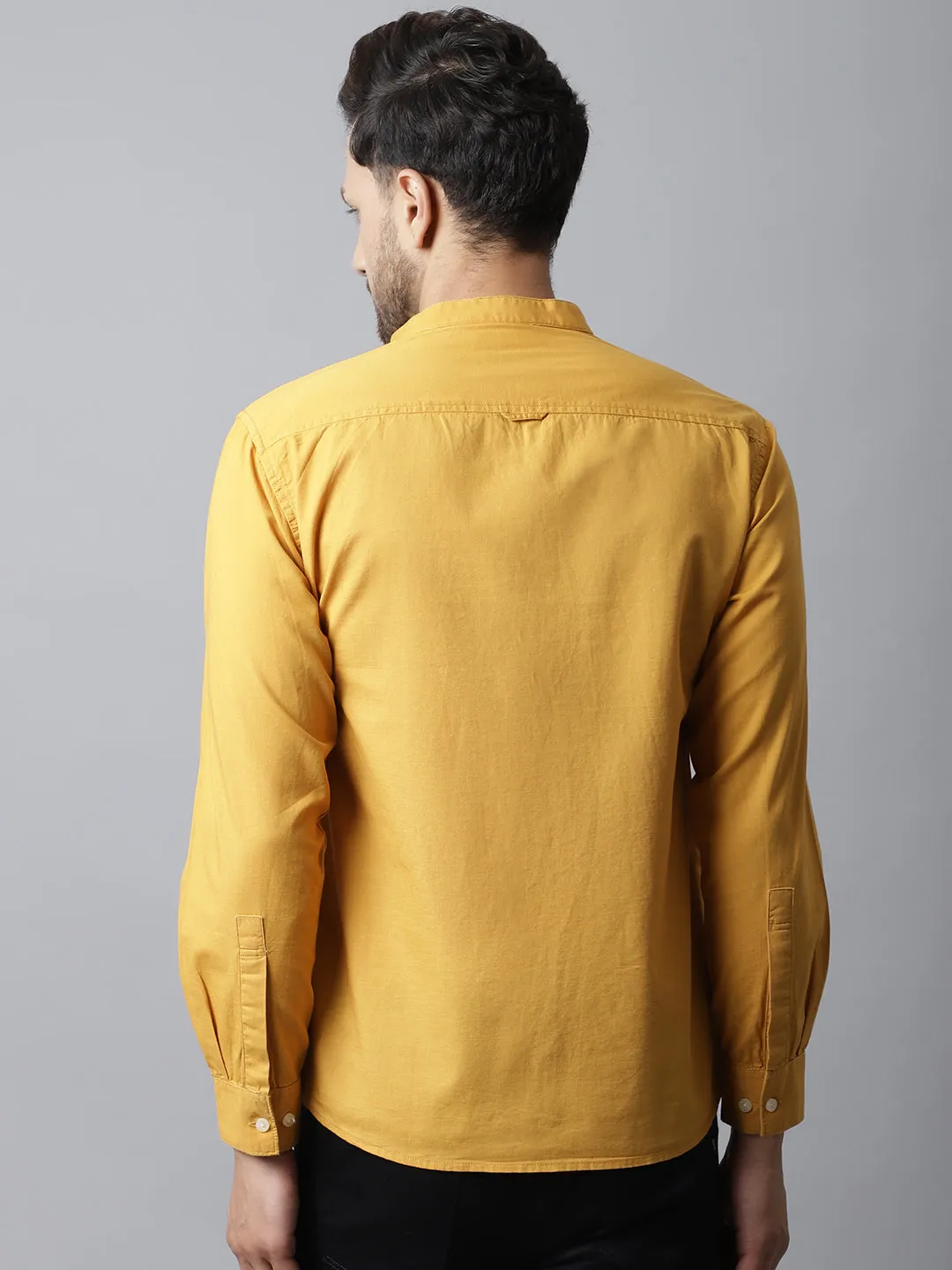 Men's Golden Casual Plain Full Sleeve Shirt