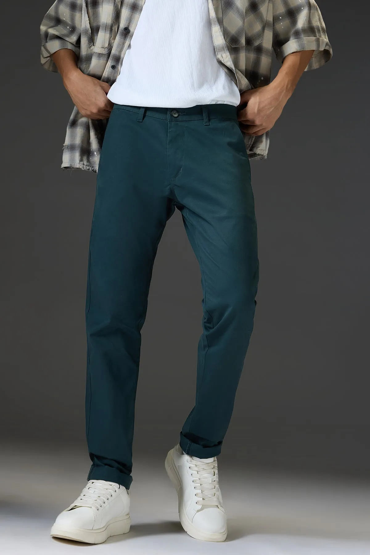 Men's Olive Green Stretchable Pants