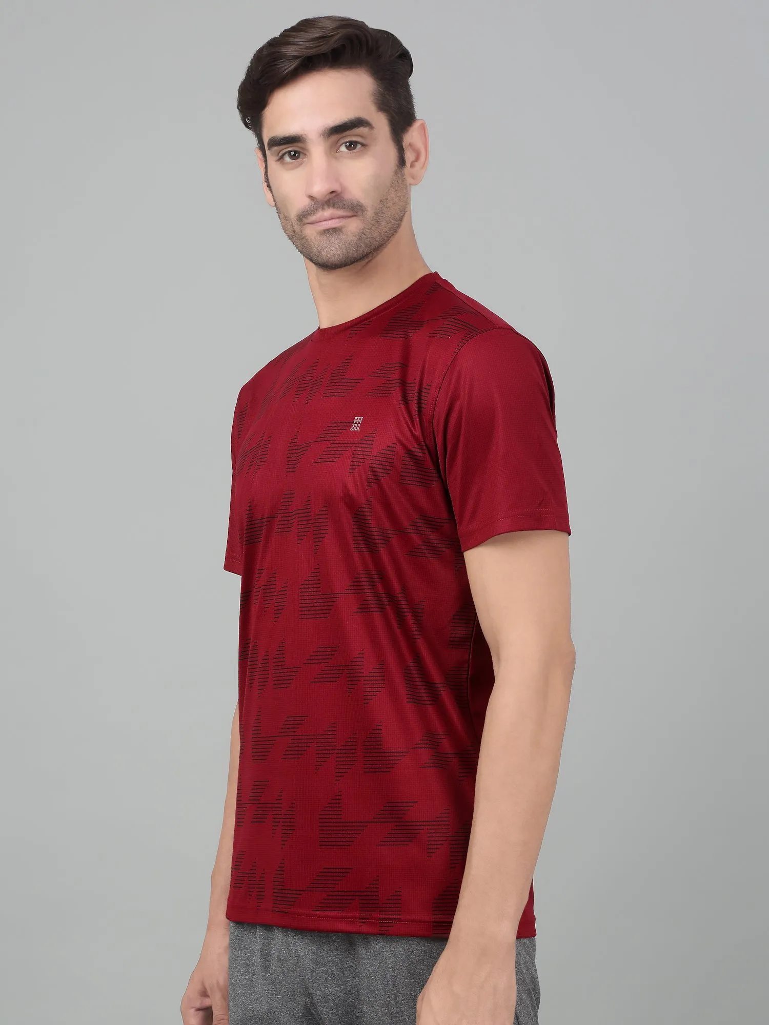 Men's Red  Round neck Half Sleeve T-Shirt with printed front