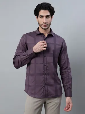 Men's Wine Printed Full Sleeve Casual Shirt