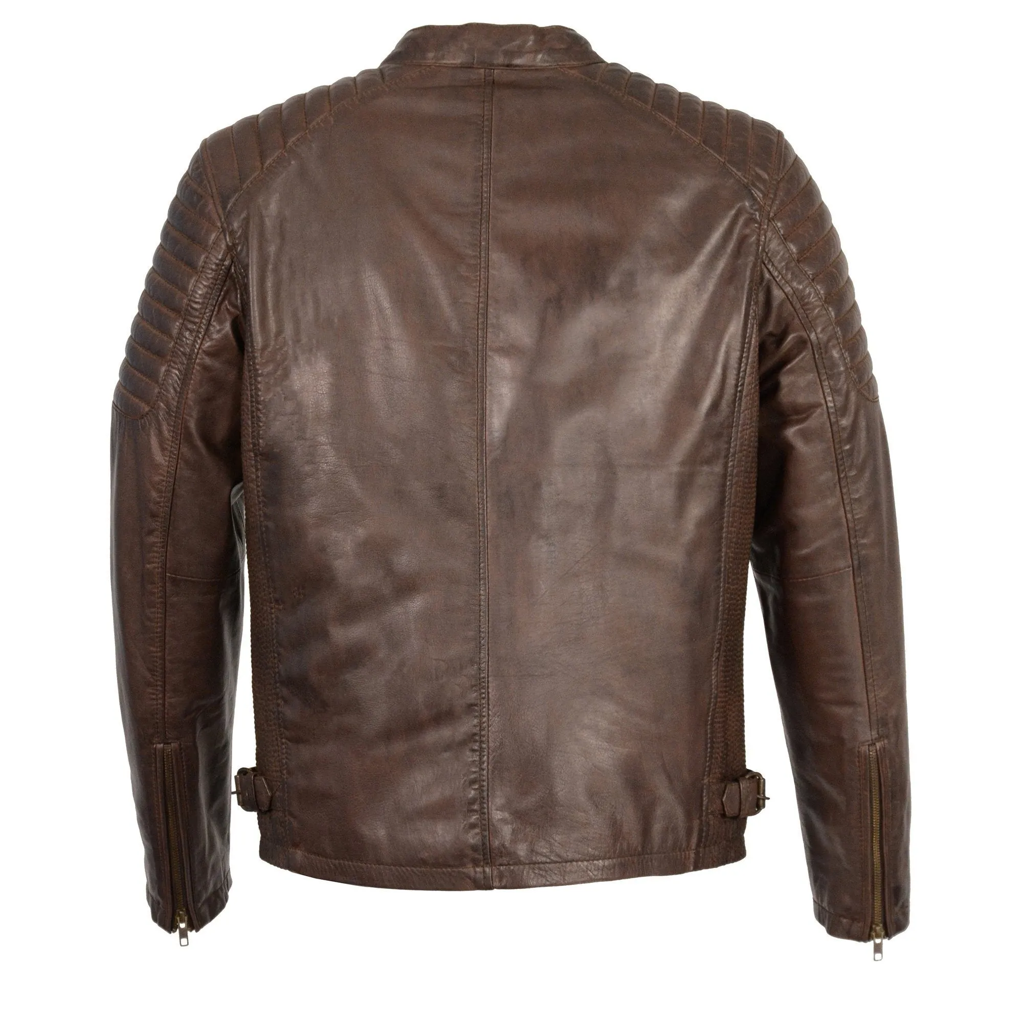 Milwaukee Leather-SFM1840-Men's Brown Leather Snap Collar Jacket with Quilted Shoulders