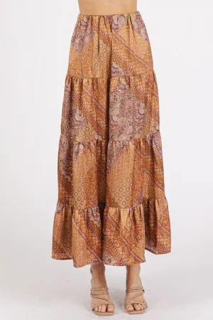 Mittoshop Paisley Patchwork Print Satin Maxi Skirt