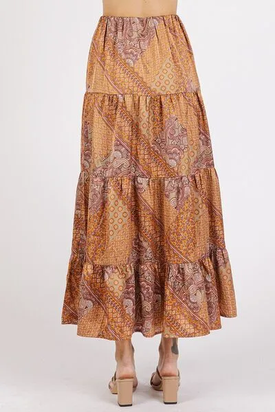 Mittoshop Paisley Patchwork Print Satin Maxi Skirt