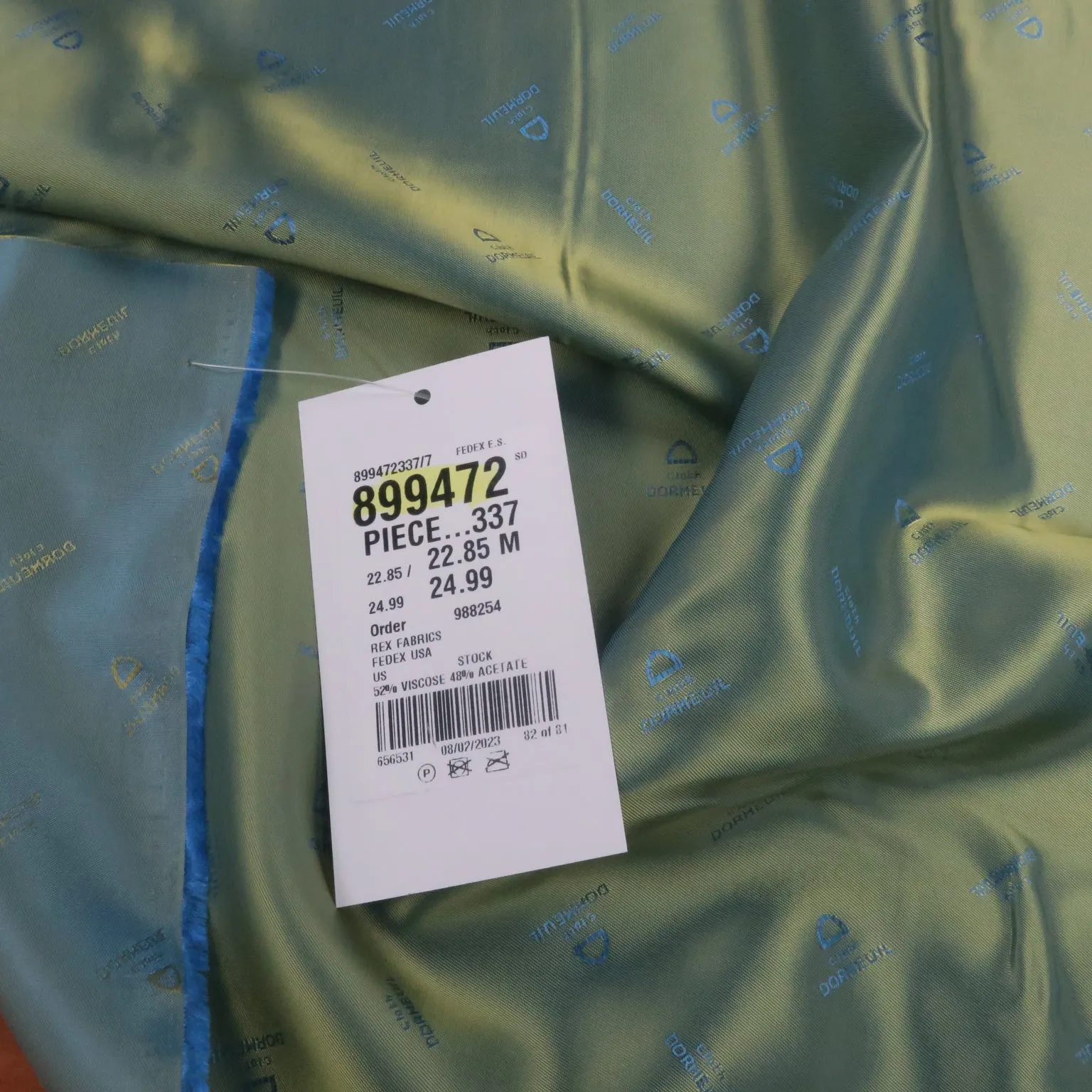 Moss Green Translucent with Light Blue Solid Acetate Viscose Dormeuil Exclusive Lining