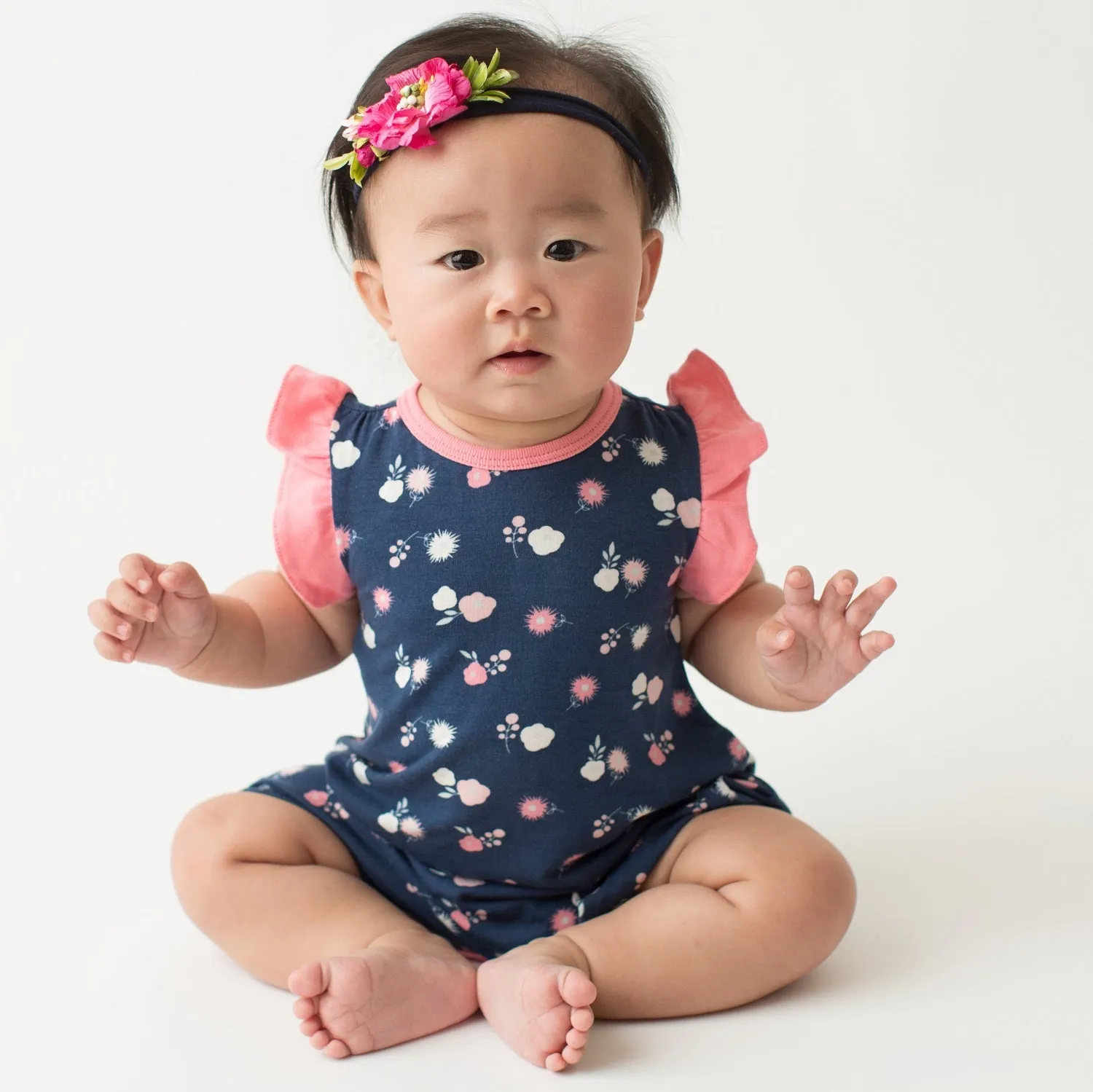 Navy Bloom Flutter Romper