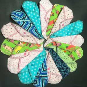 NEW SIZE: Set of 30 MamaBear LadyWear Cloth Menstrual Pad, Pantyliner - Mini Maxi for Teens, Tweens, Petites