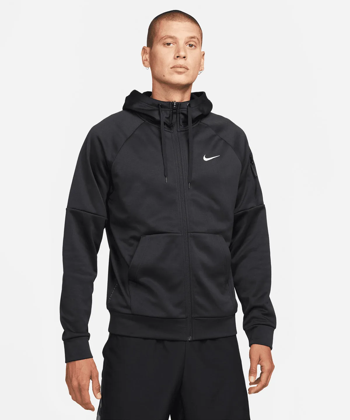 Nike mens full-zip fitness hoodie | Black/ Black/ White