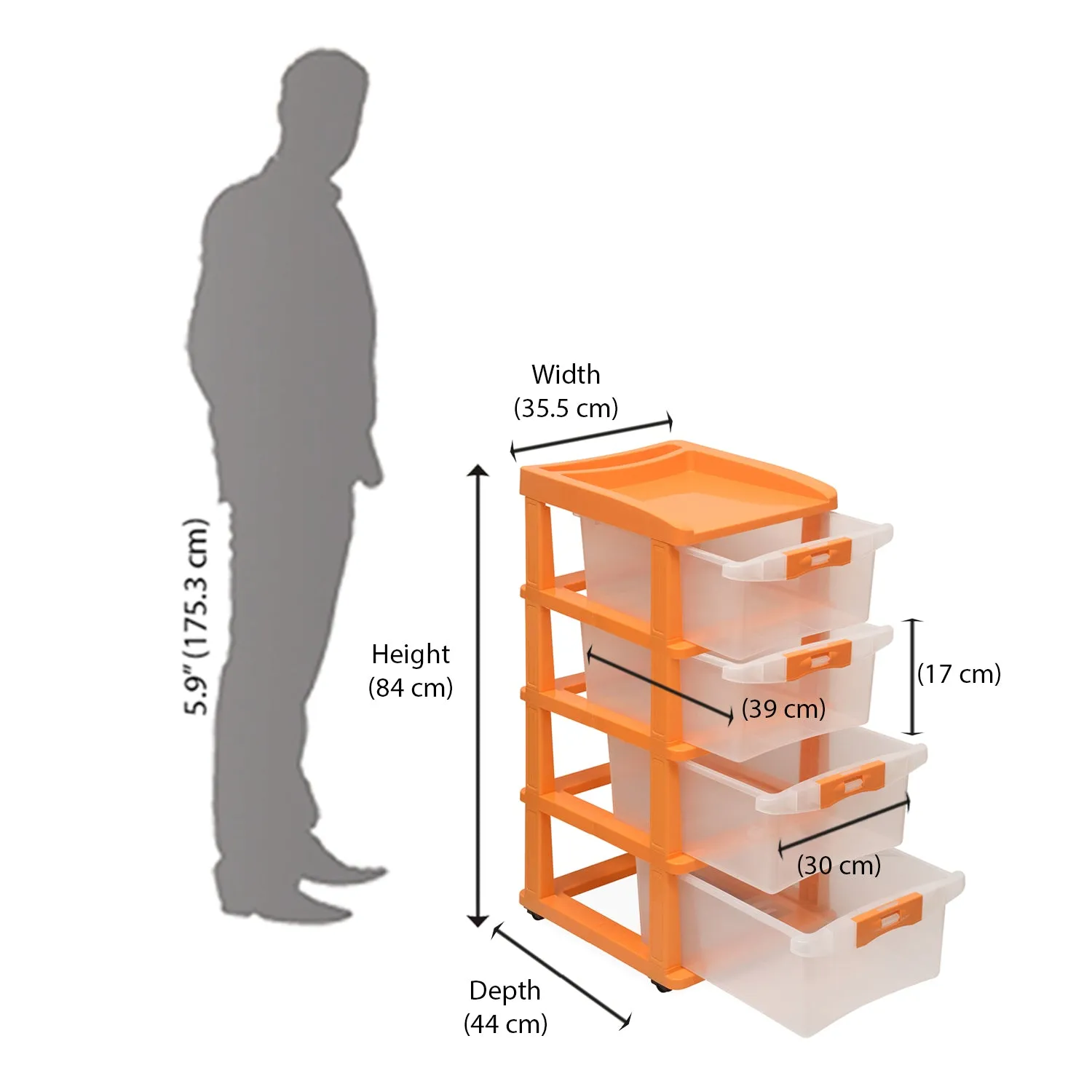 Nilkamal CHTR24 Four Layers Chest of Drawer (Orange)