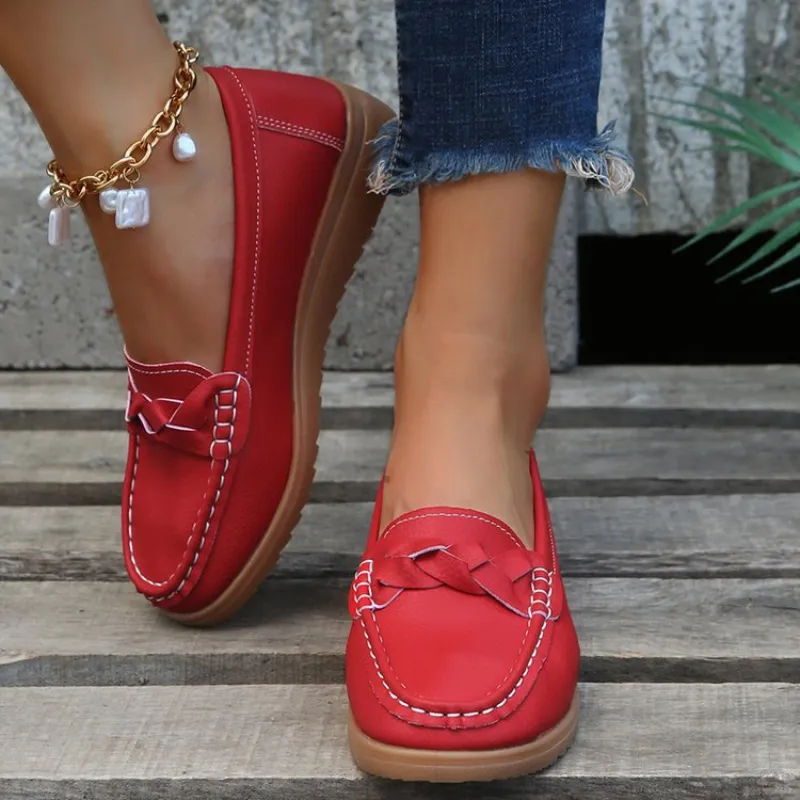 Orthopedic Women Shoes Soft Leather Slip On Walking Loafers Shoes