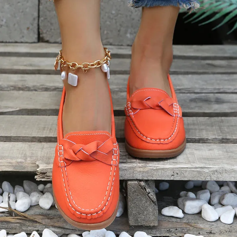 Orthopedic Women Shoes Soft Leather Slip On Walking Loafers Shoes