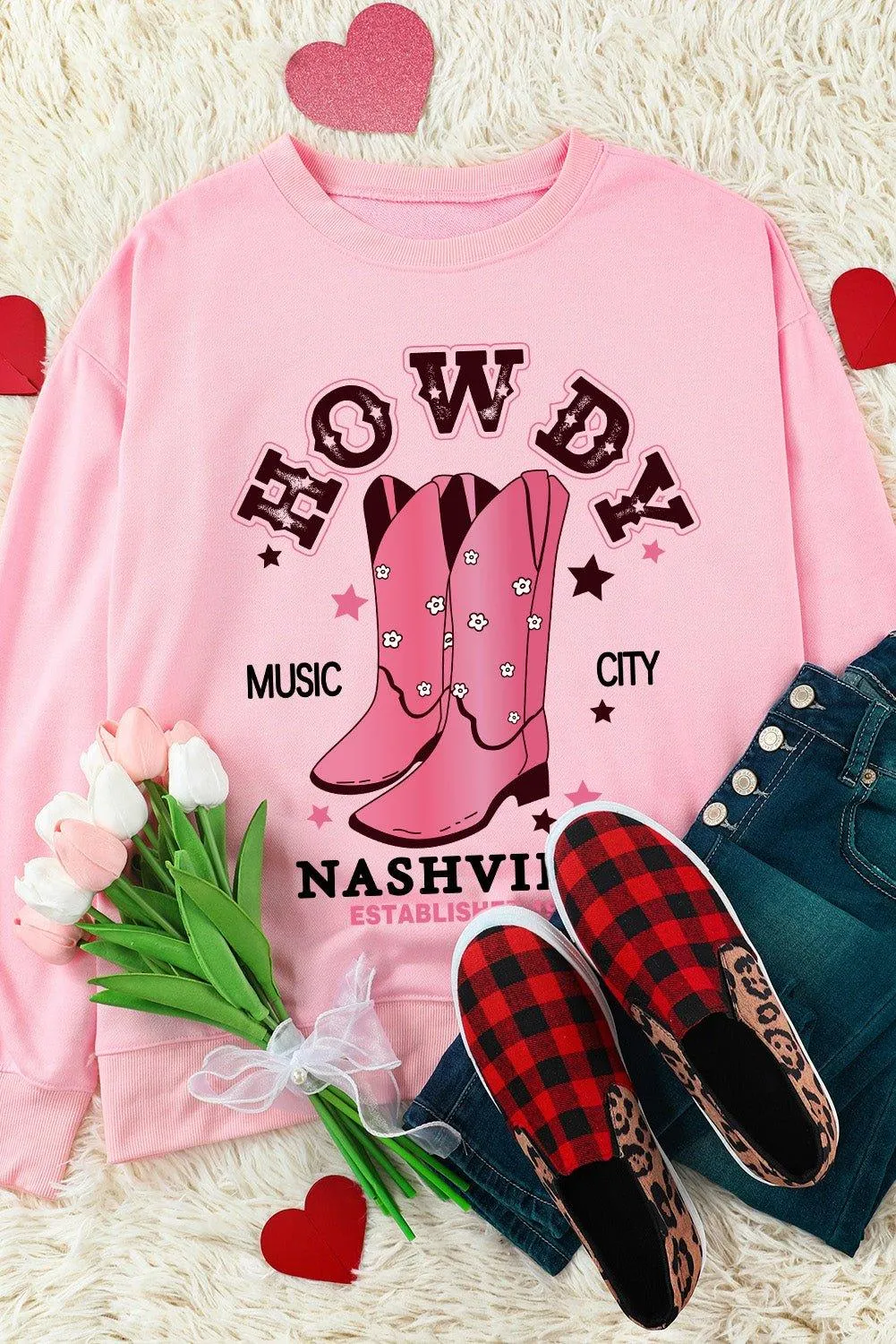 Pink Cowboy Boots Sweatshirt