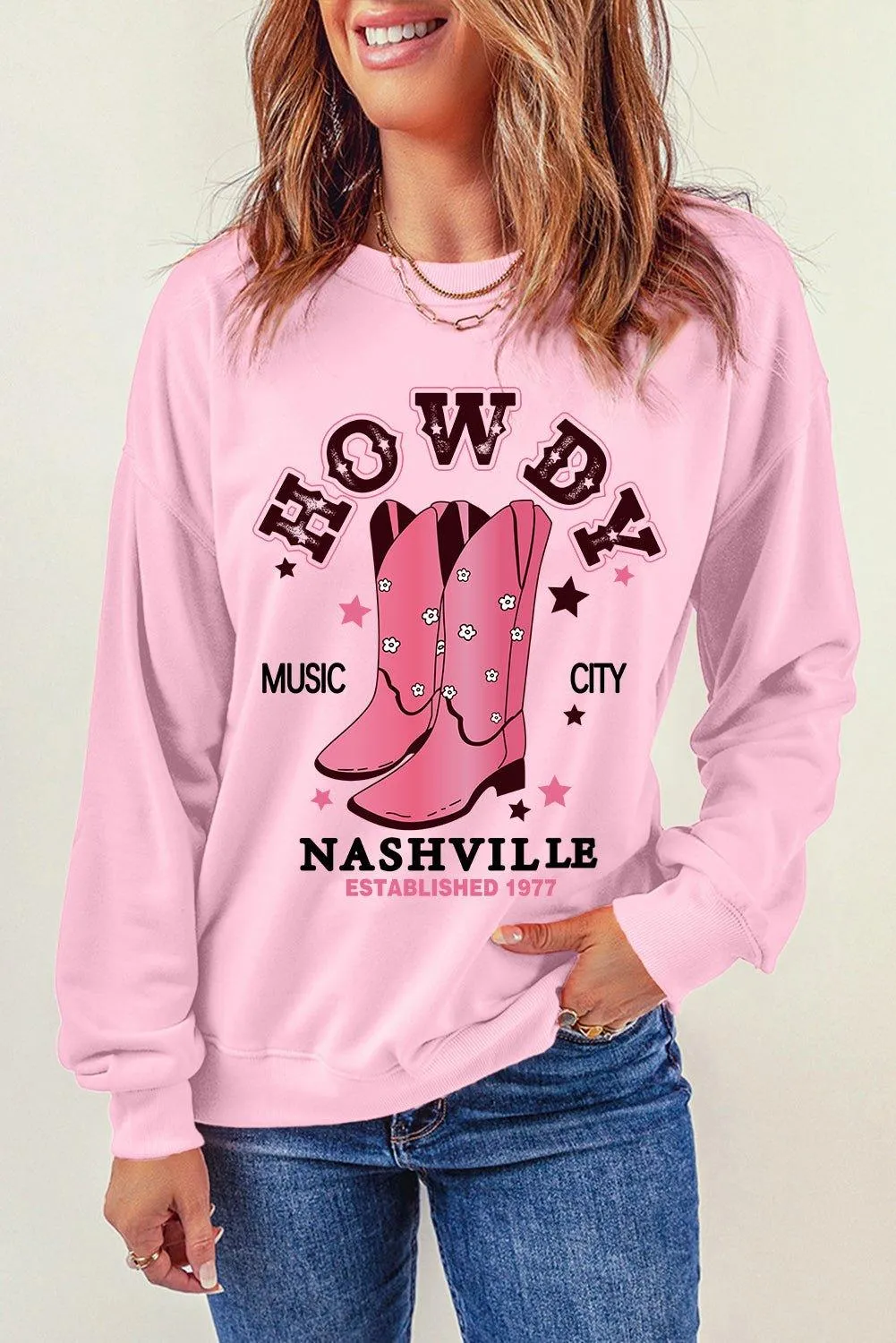 Pink Cowboy Boots Sweatshirt