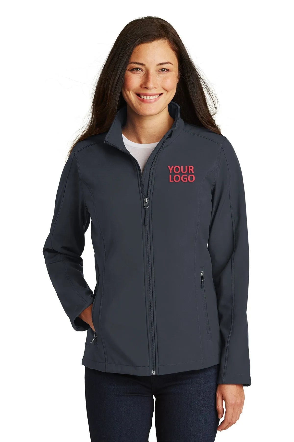 Port Authority Ladies Core Soft Shell Customized Jackets, Battleship Grey