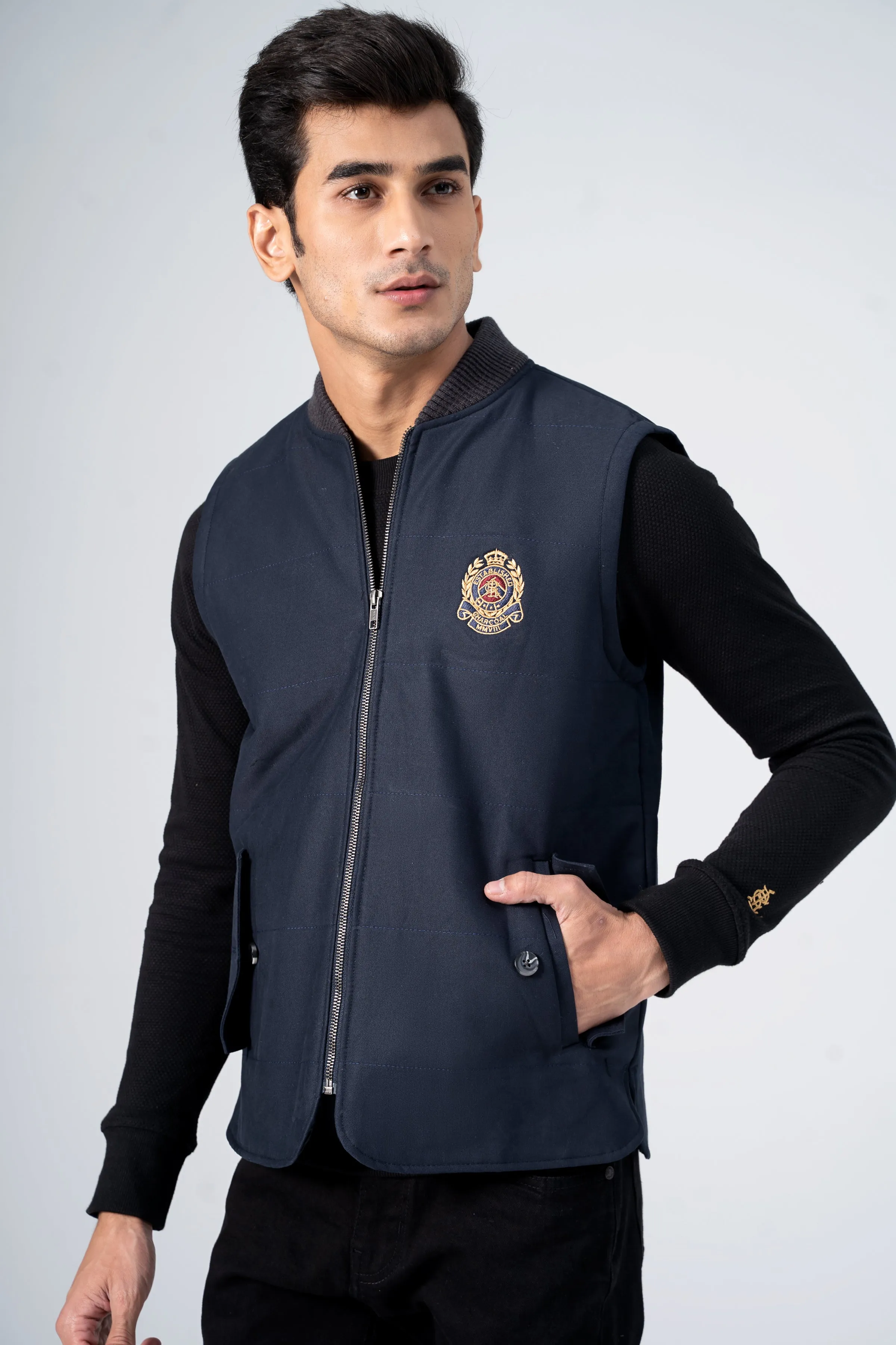 Quilted Wadded Jacket Navy