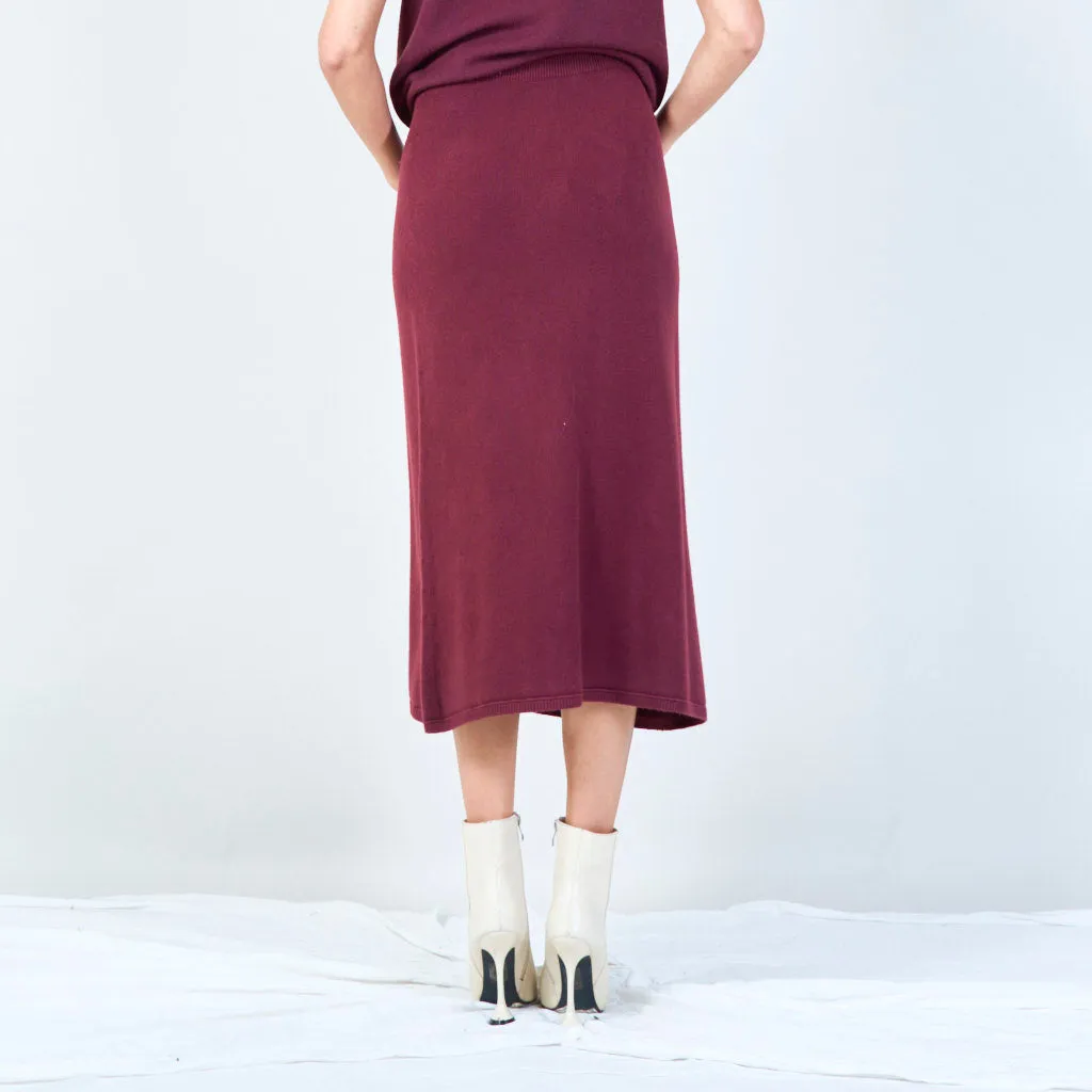 Ribbed waistband midi skirt wholesale