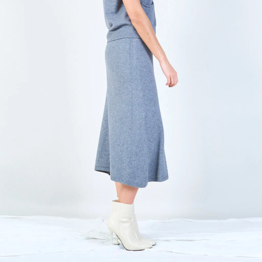 Ribbed waistband midi skirt wholesale