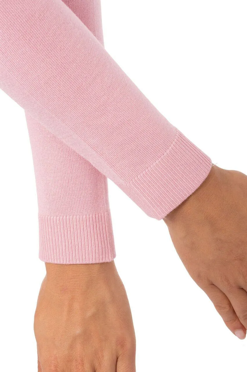 Rose Pink Stretch V-Neck Sweater