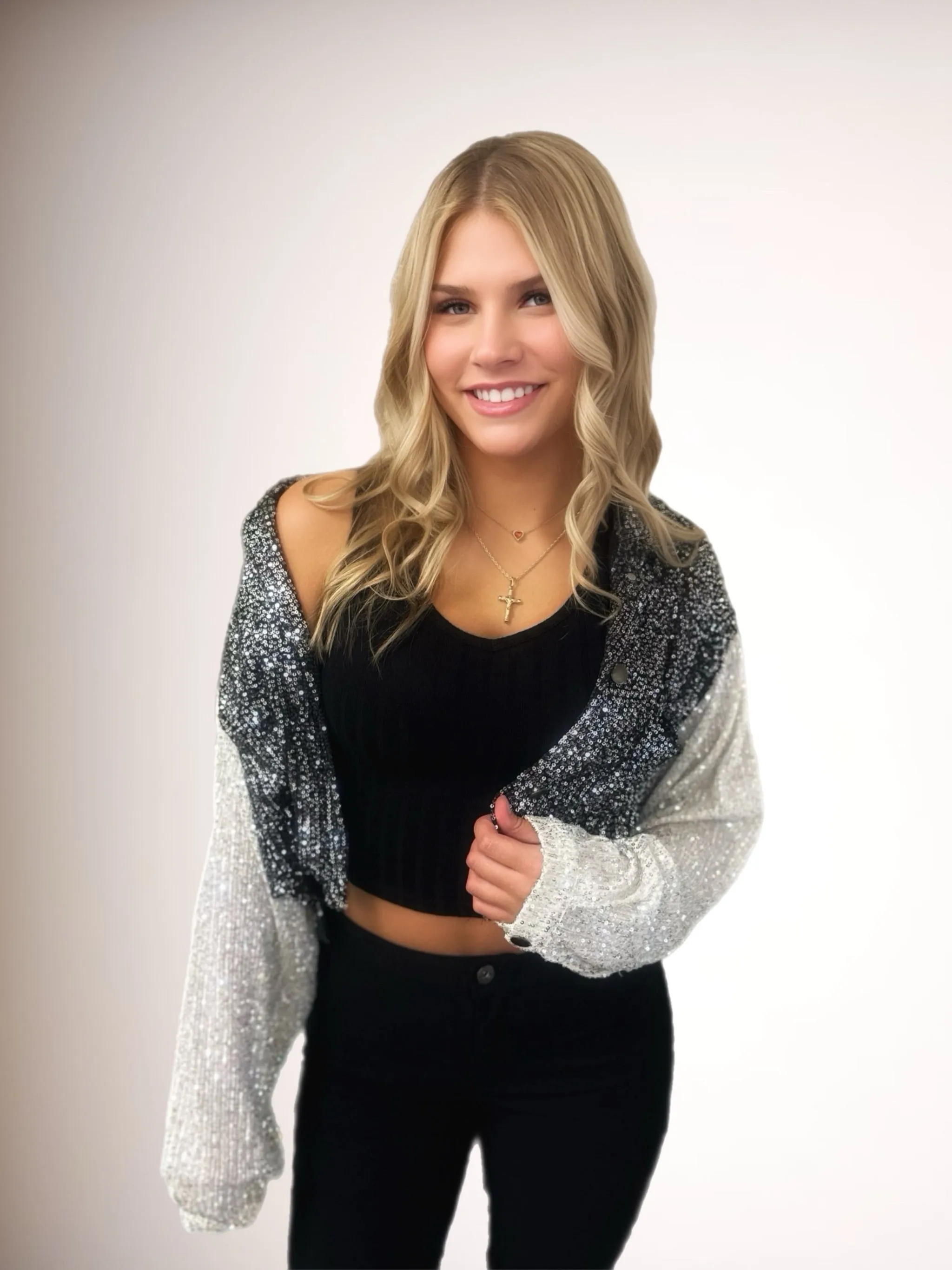 Sequin Cropped Jacket