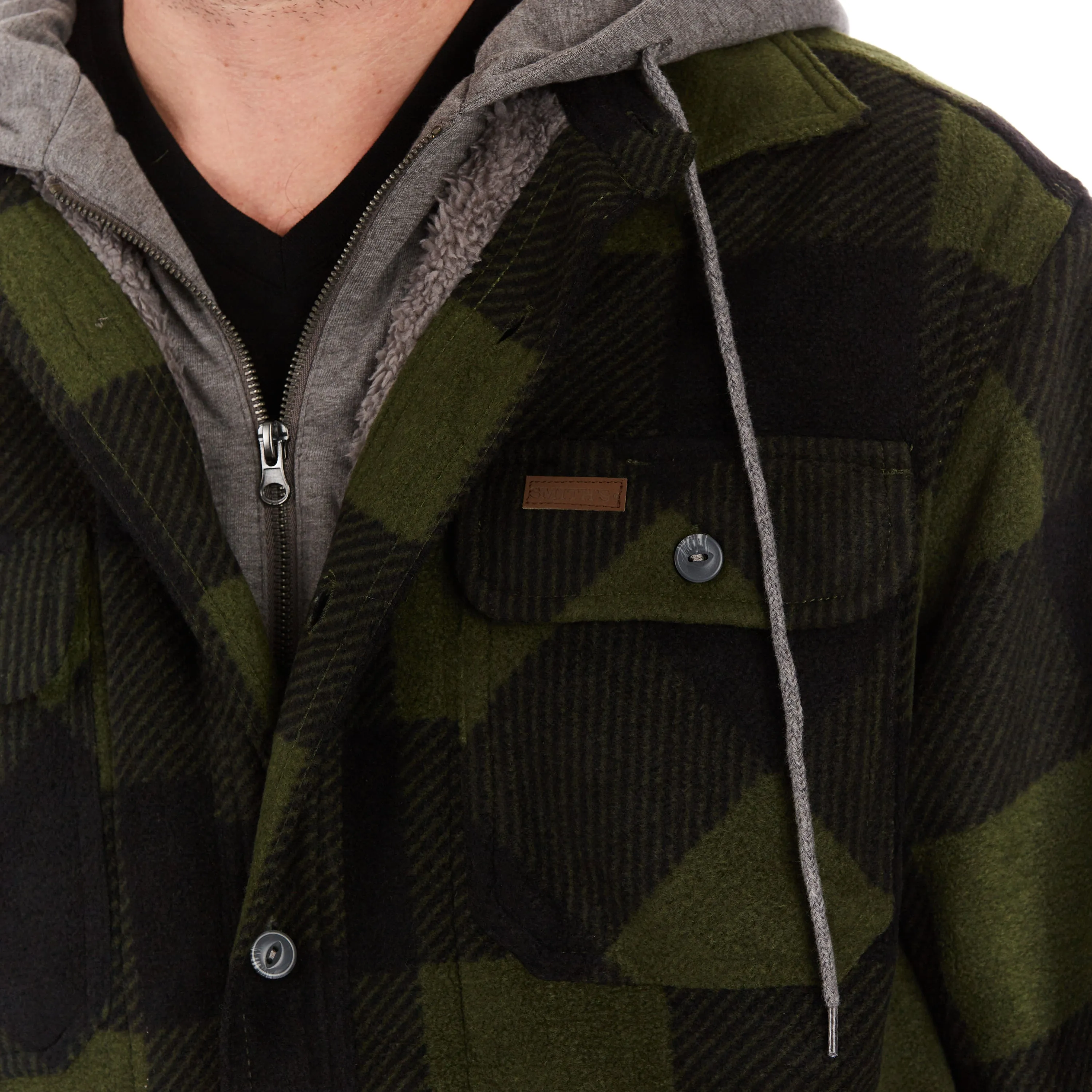 SHERPA-LINED MICROFLEECE SHIRT JACKET