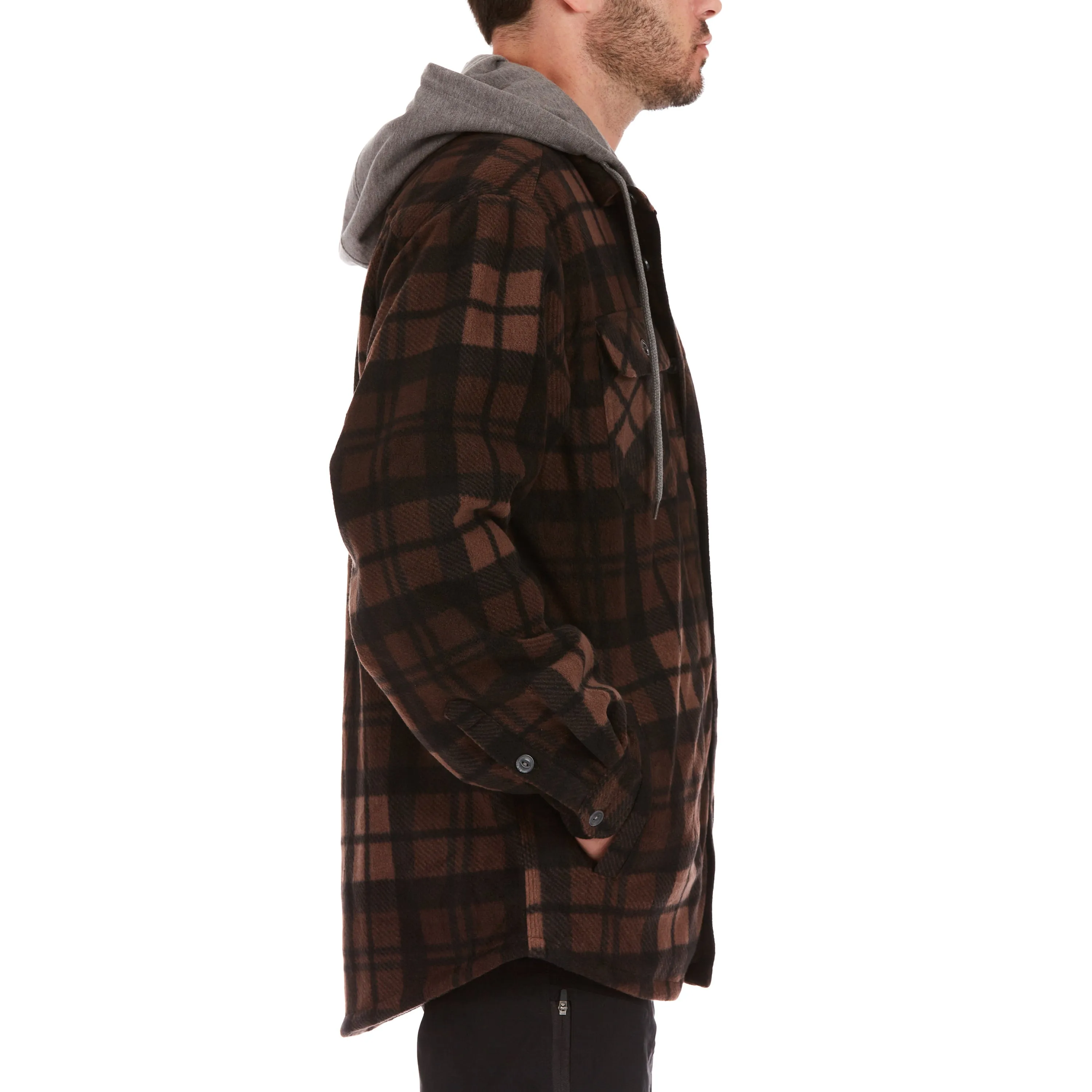 SHERPA-LINED MICROFLEECE SHIRT JACKET