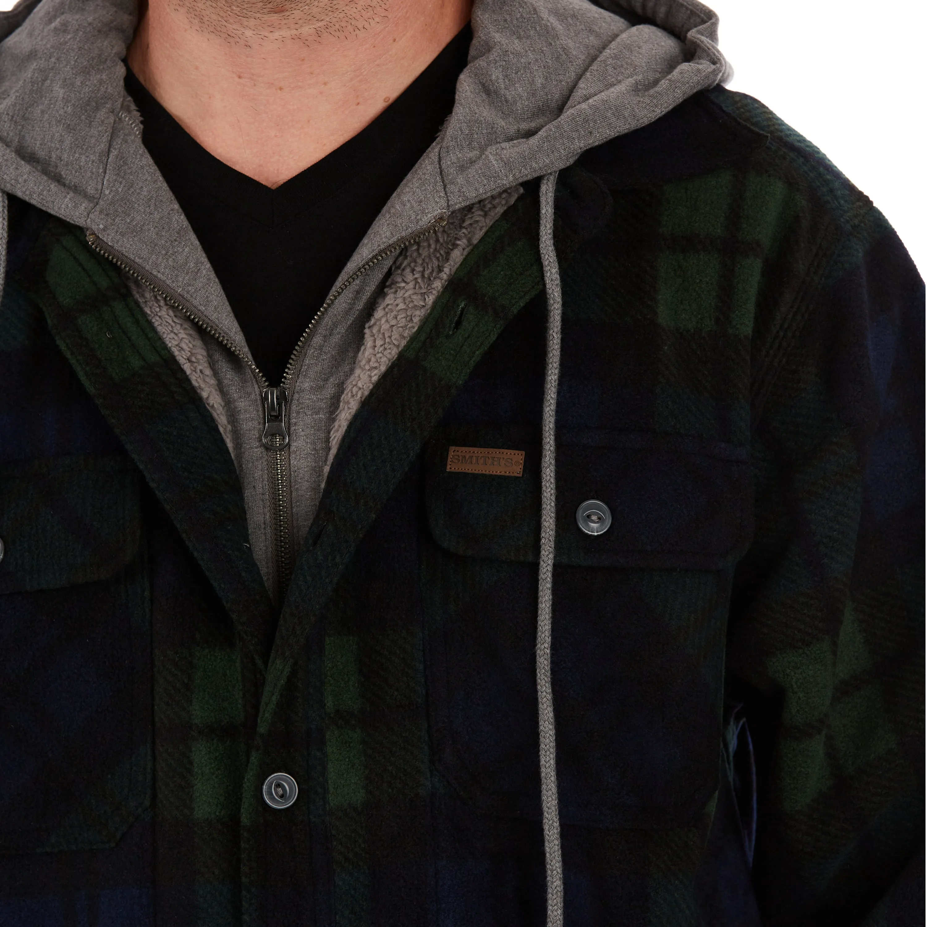 SHERPA-LINED MICROFLEECE SHIRT JACKET