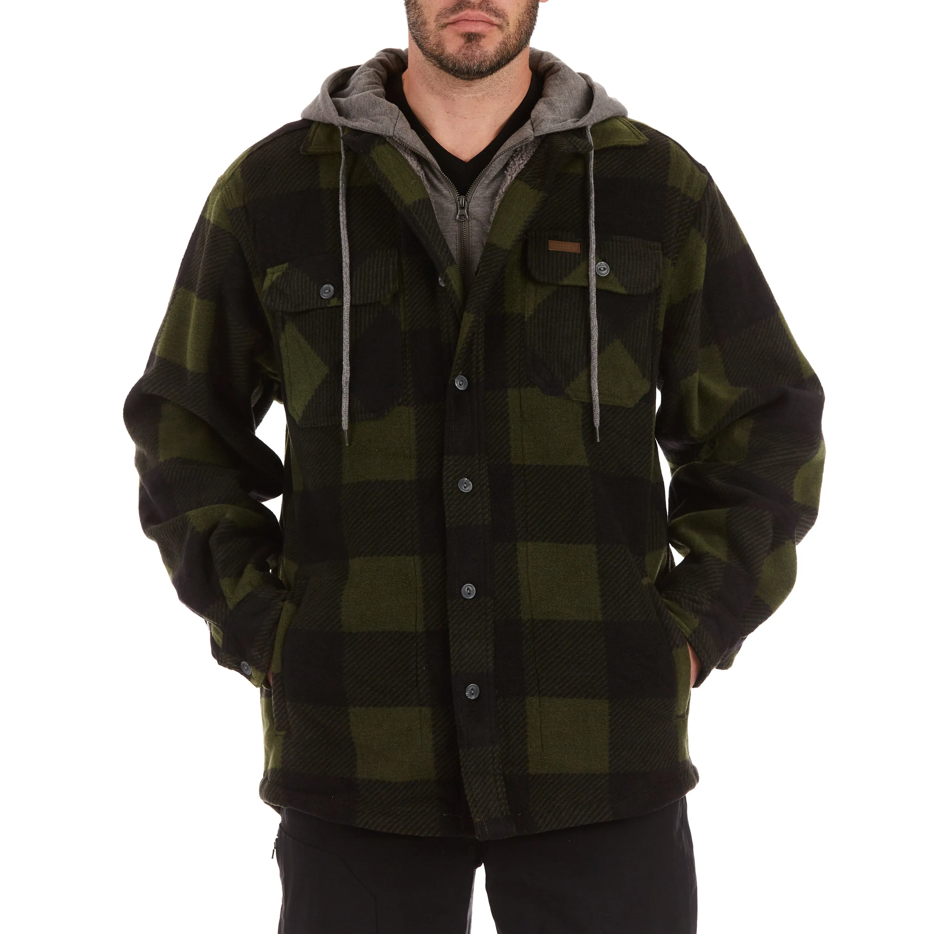 SHERPA-LINED MICROFLEECE SHIRT JACKET