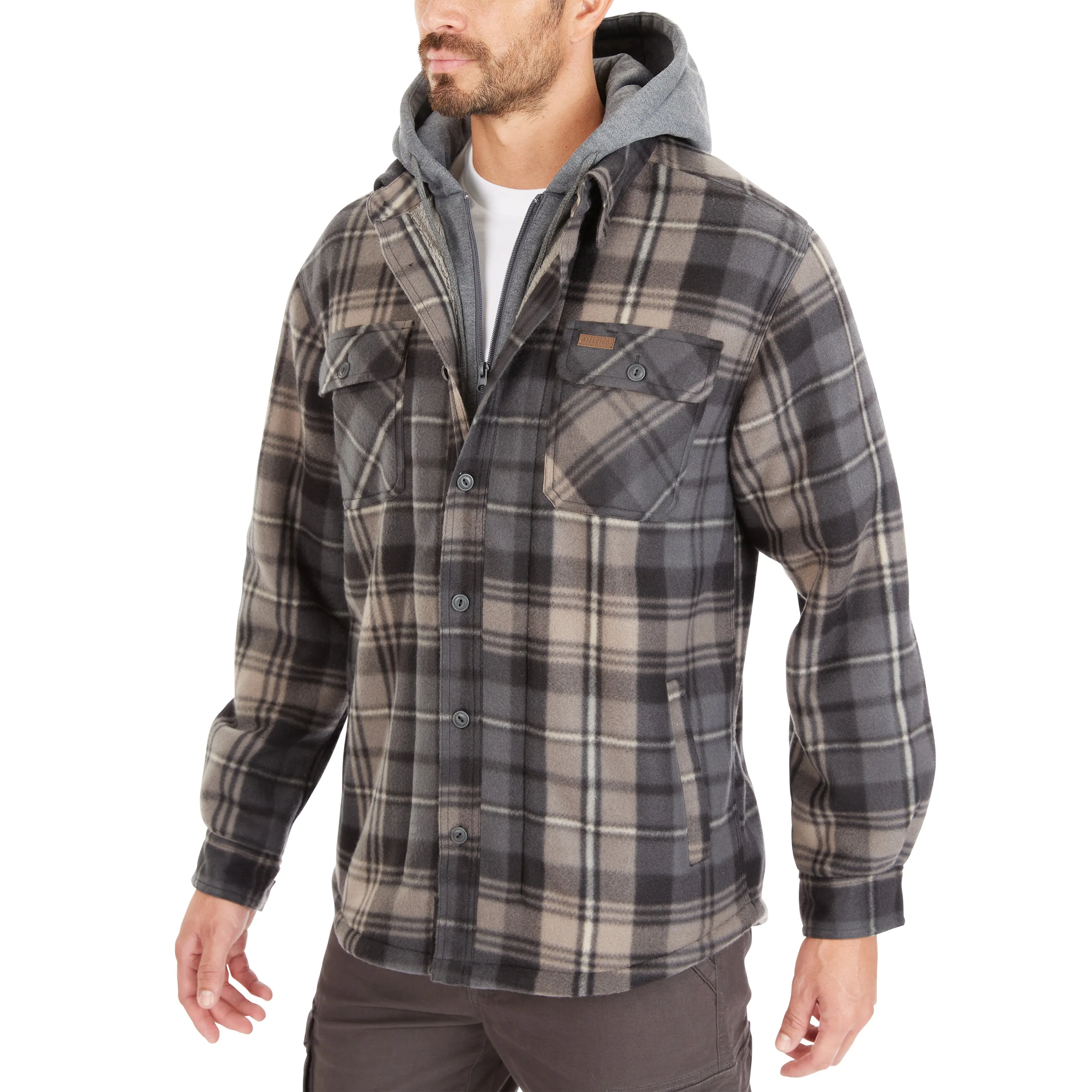 SHERPA-LINED MICROFLEECE SHIRT JACKET