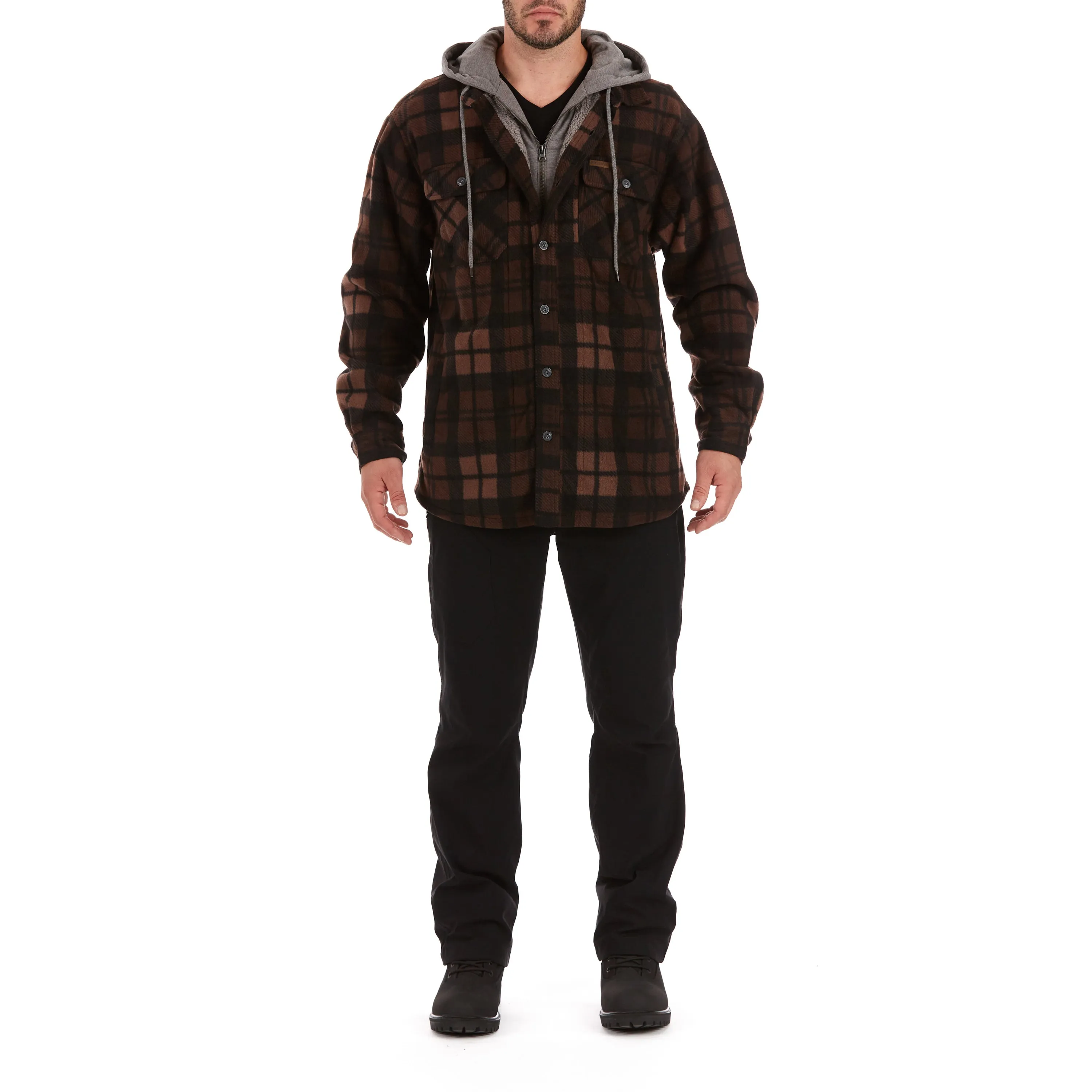 SHERPA-LINED MICROFLEECE SHIRT JACKET