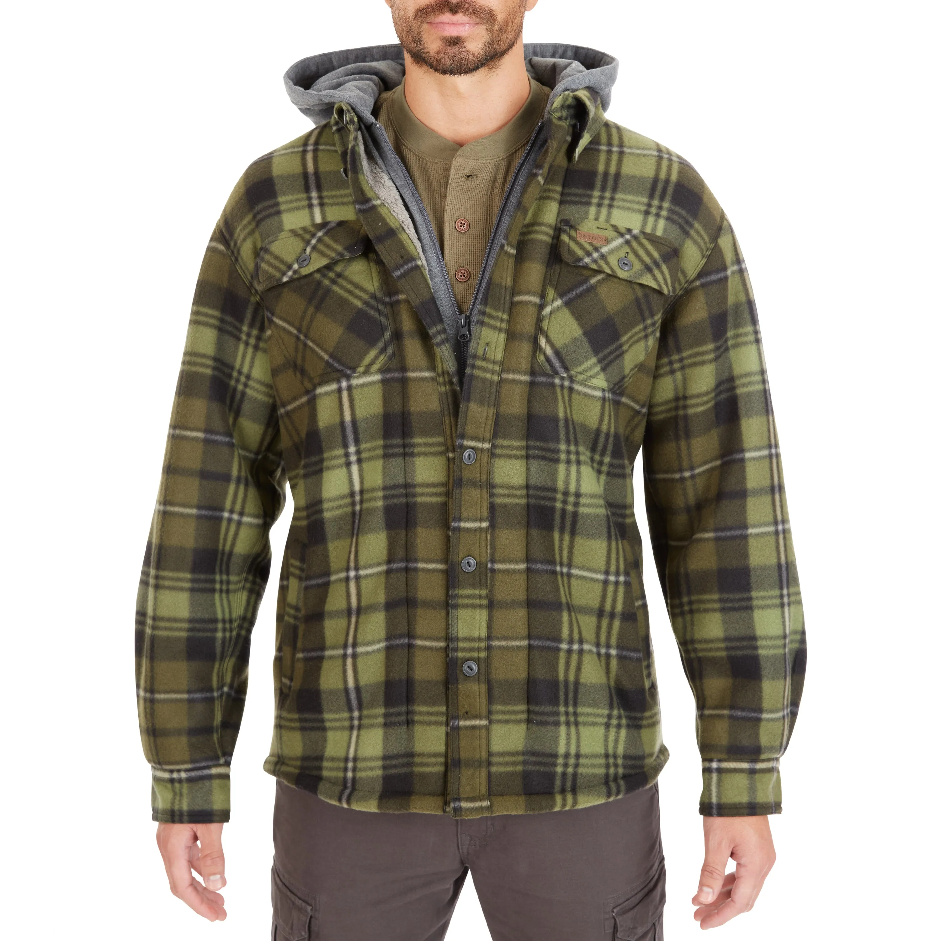 SHERPA-LINED MICROFLEECE SHIRT JACKET