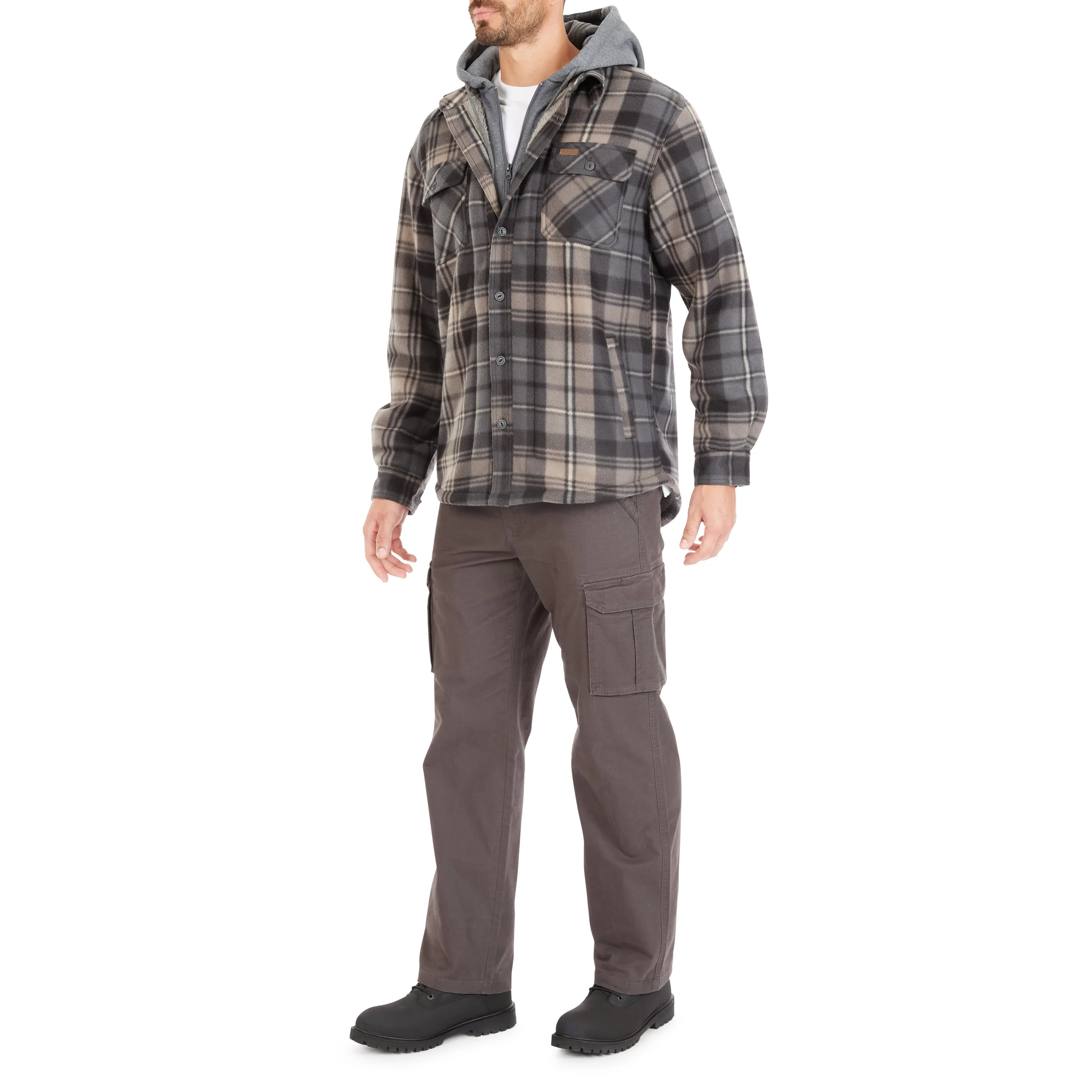 SHERPA-LINED MICROFLEECE SHIRT JACKET