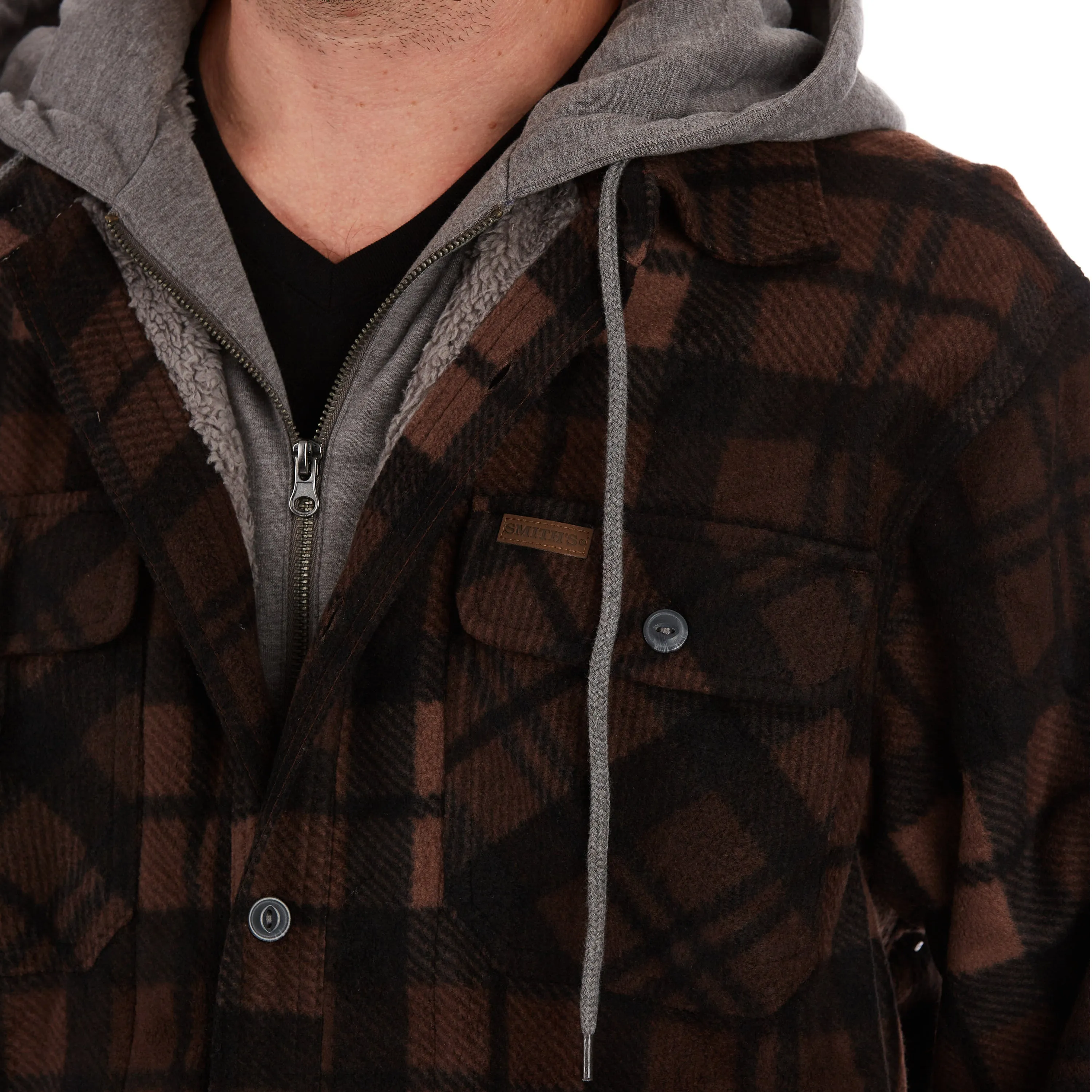 SHERPA-LINED MICROFLEECE SHIRT JACKET