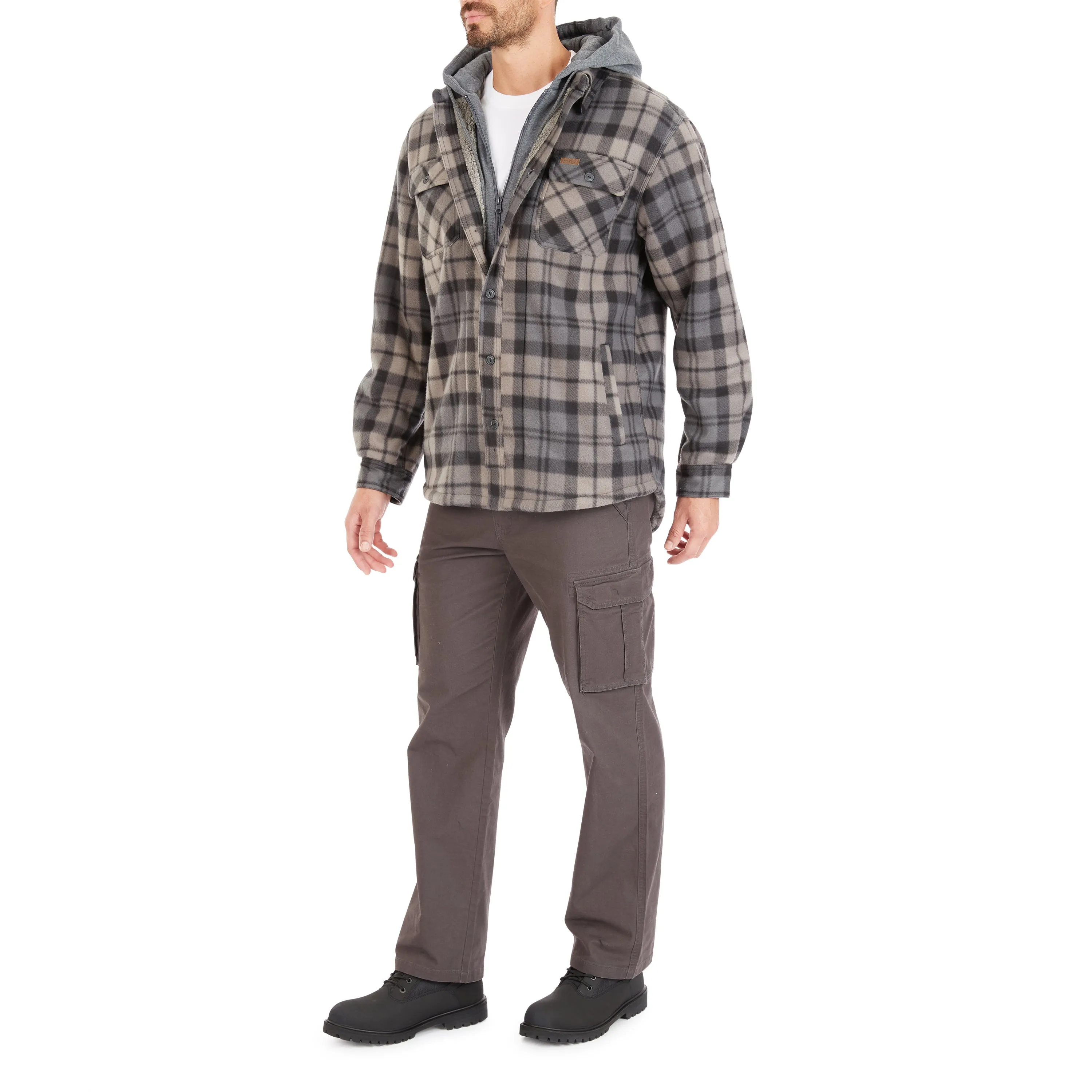 SHERPA-LINED MICROFLEECE SHIRT JACKET