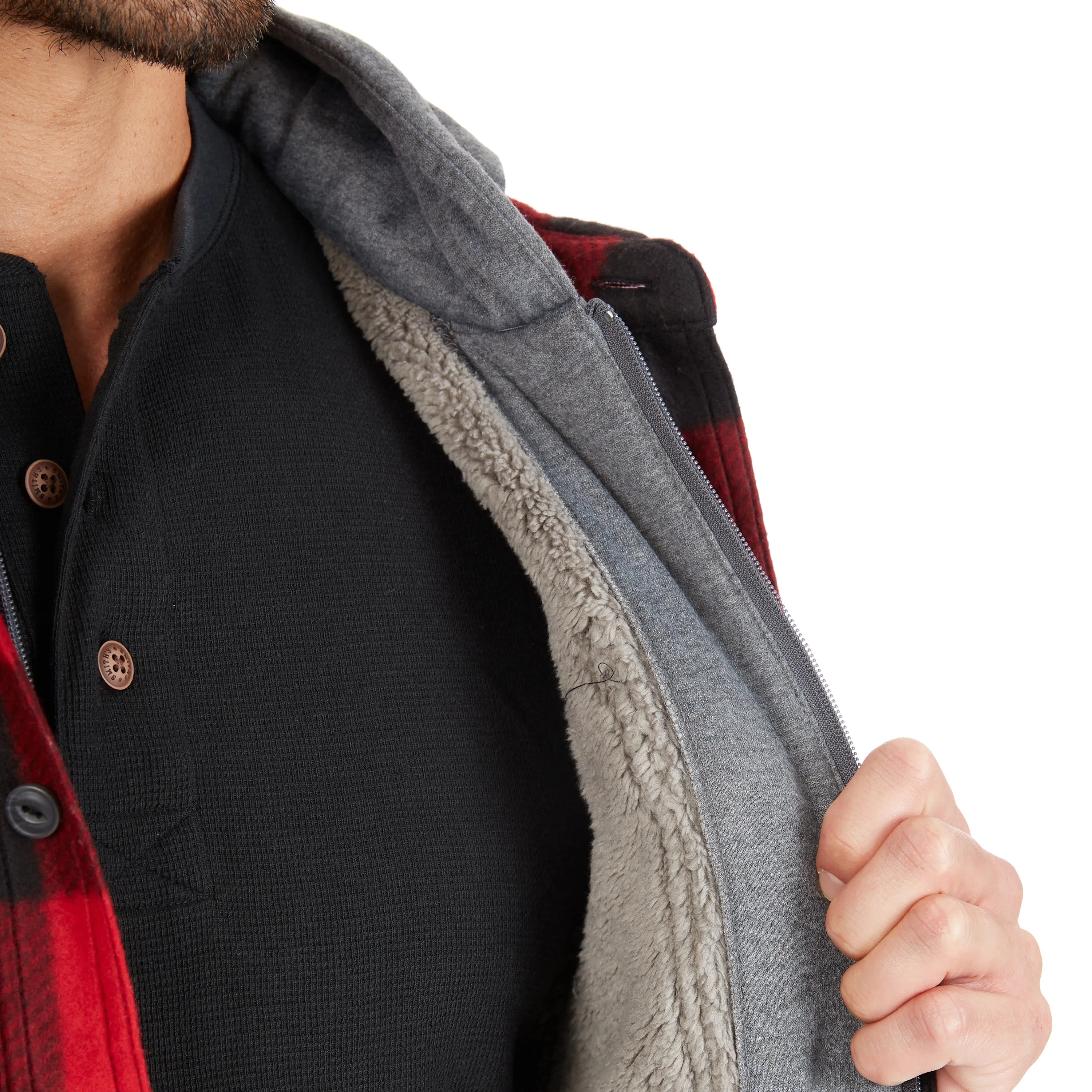 SHERPA-LINED MICROFLEECE SHIRT JACKET